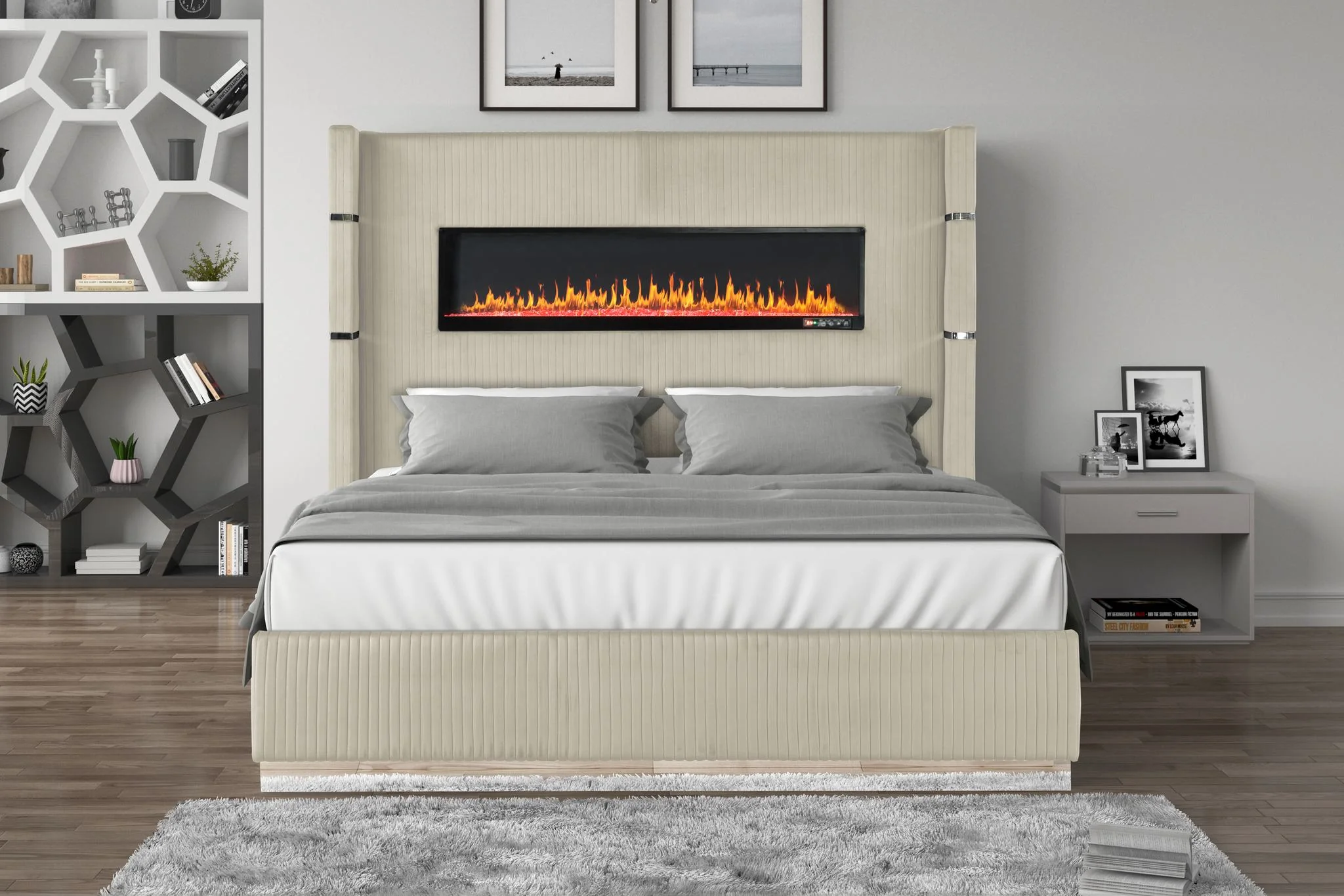 Lizelle King 4 Pc Bedroom Set Beige - Image 2