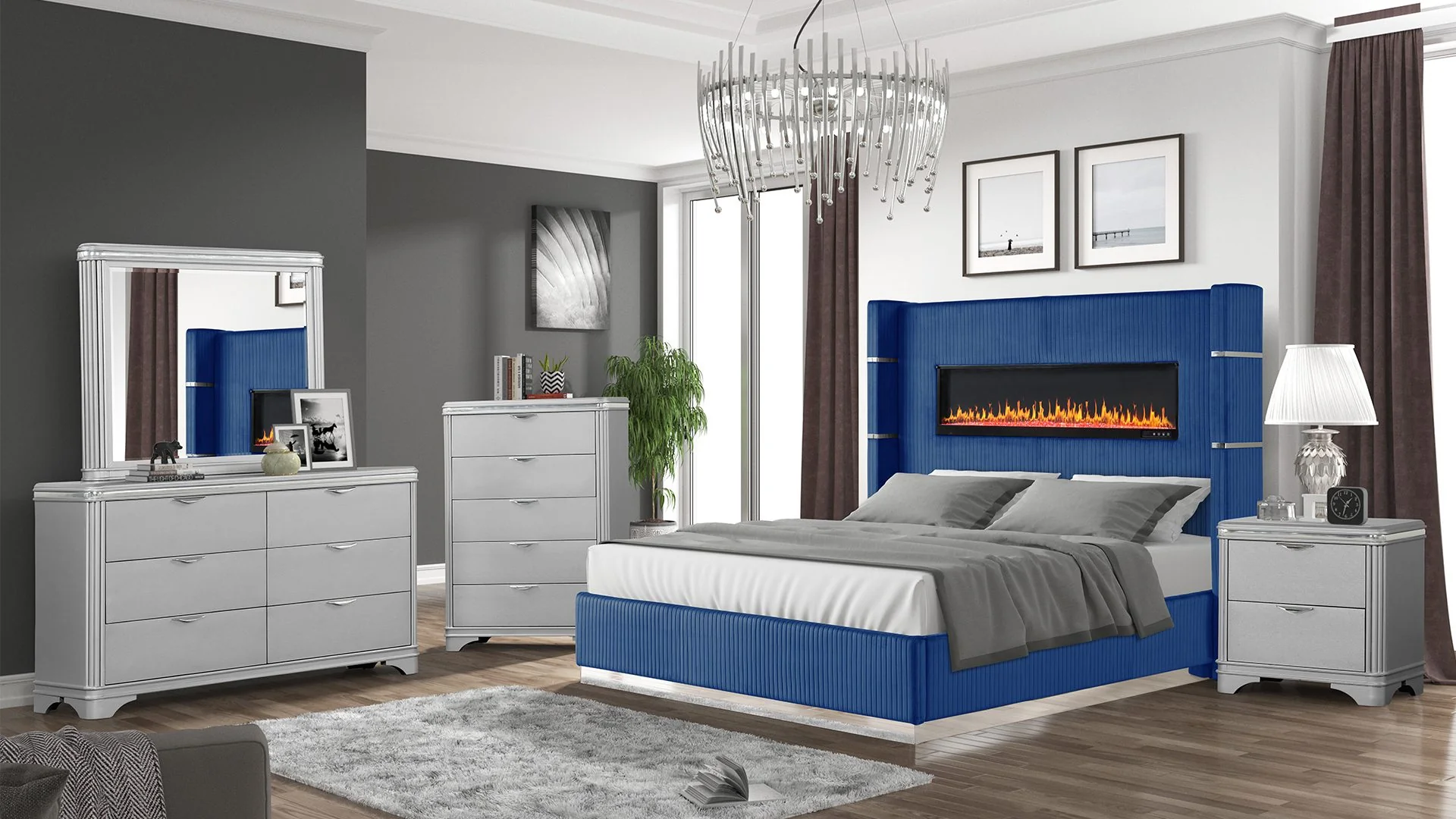 Lizelle King 4 Pc Bedroom Set Blue - Image 18