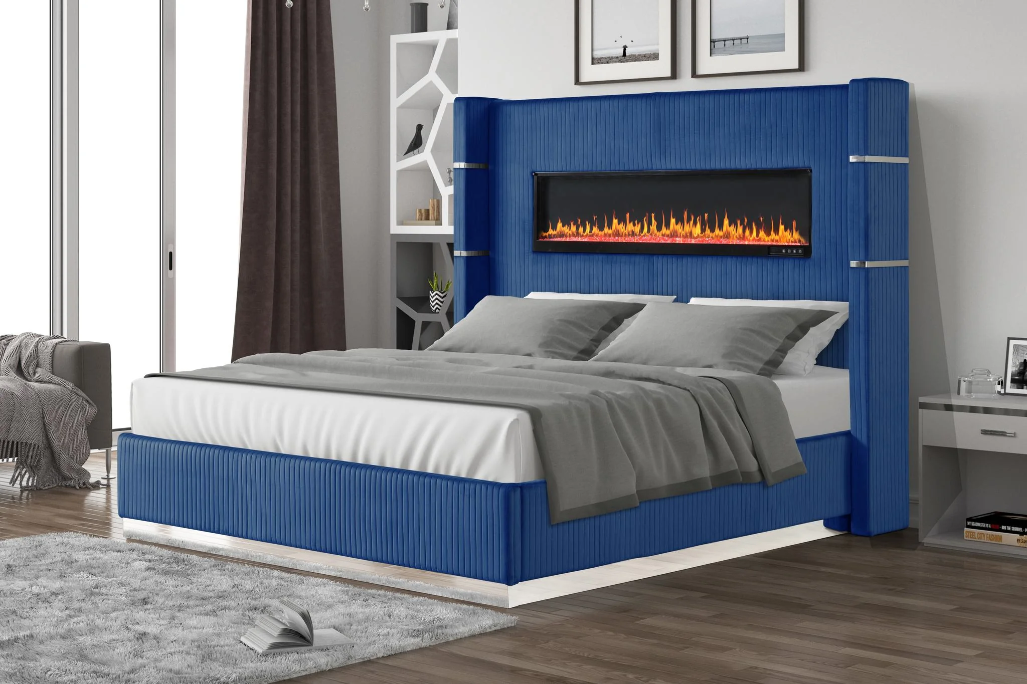 Lizelle Queen 4 Pc Bedroom Set Blue - Image 3