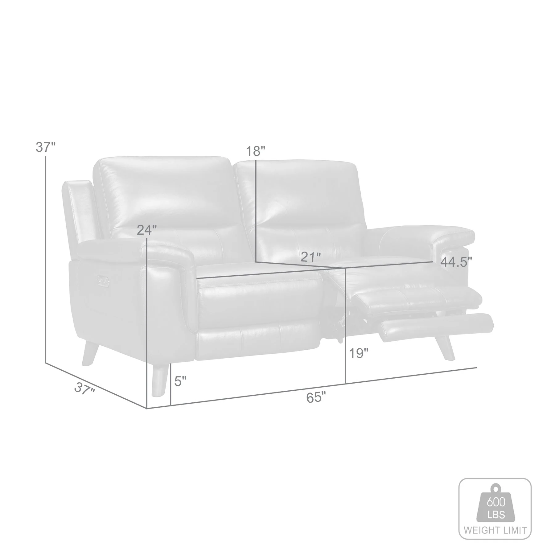 Lizette 65" Brown Leather Power Recliner Loveseat with USB - Image 9