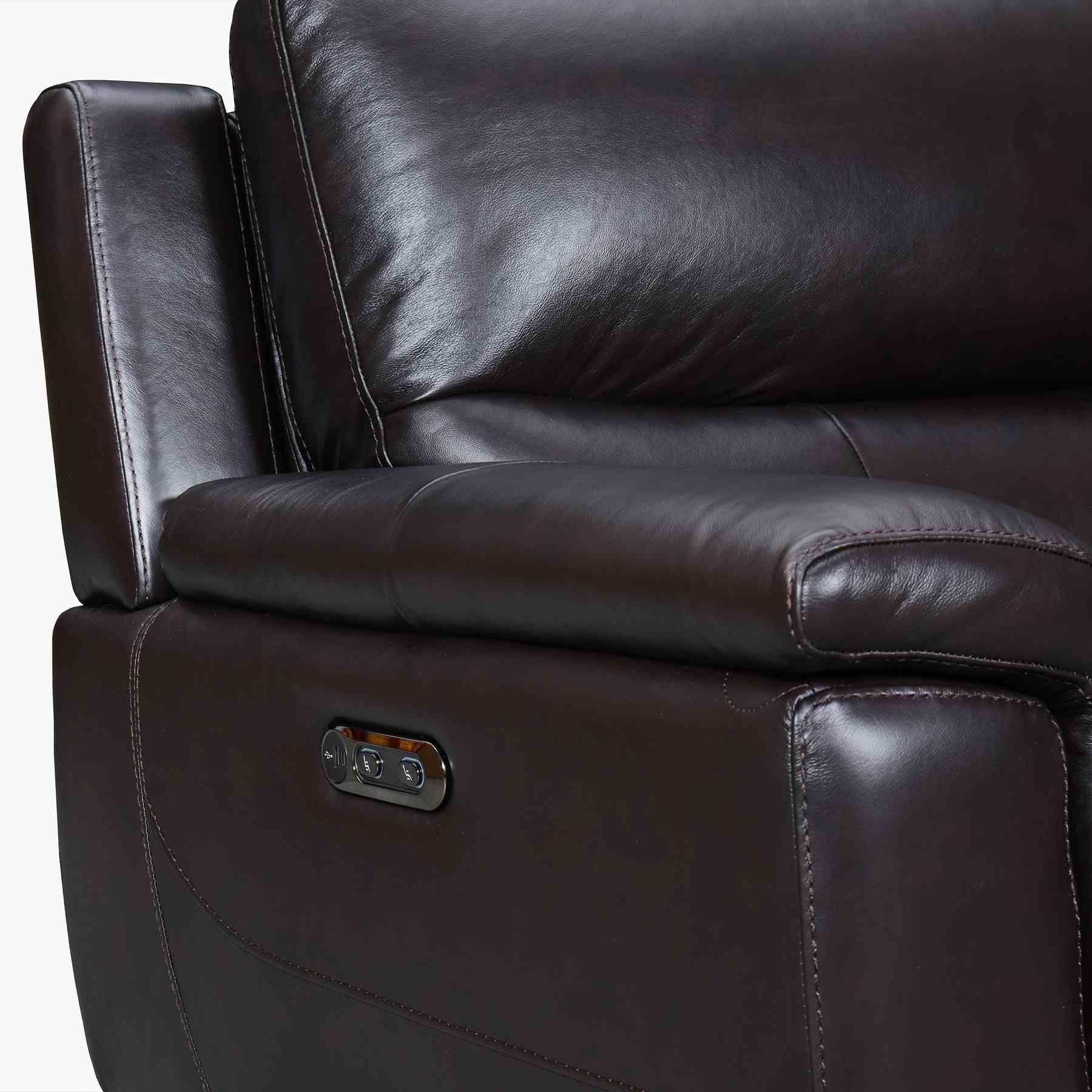 Lizette 78" Brown Leather Power Recliner Sofa with USB - Image 7
