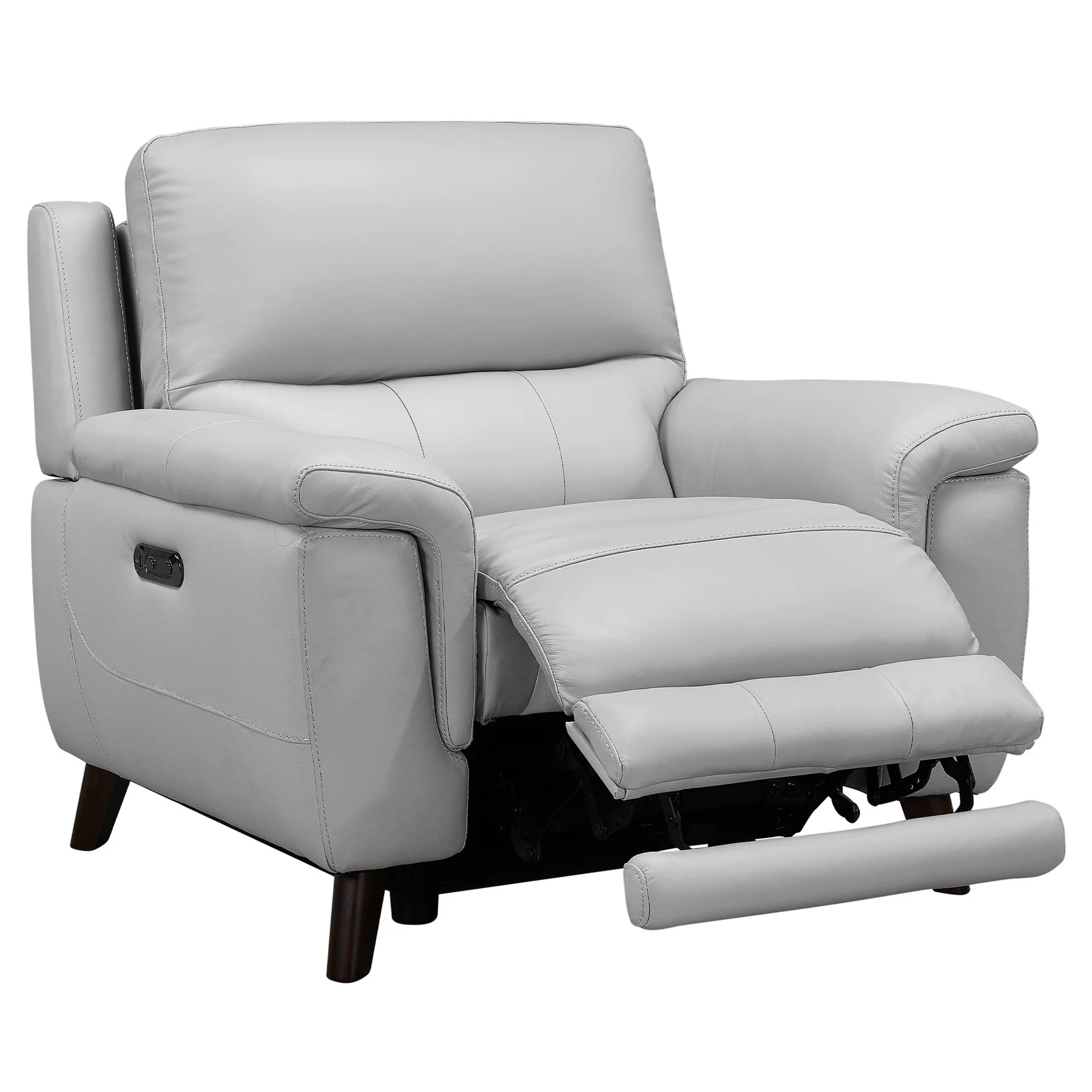 Lizette Contemporary Chair in Dark Brown Wood Finish and Dove Gray Genuine Leather - Image 2
