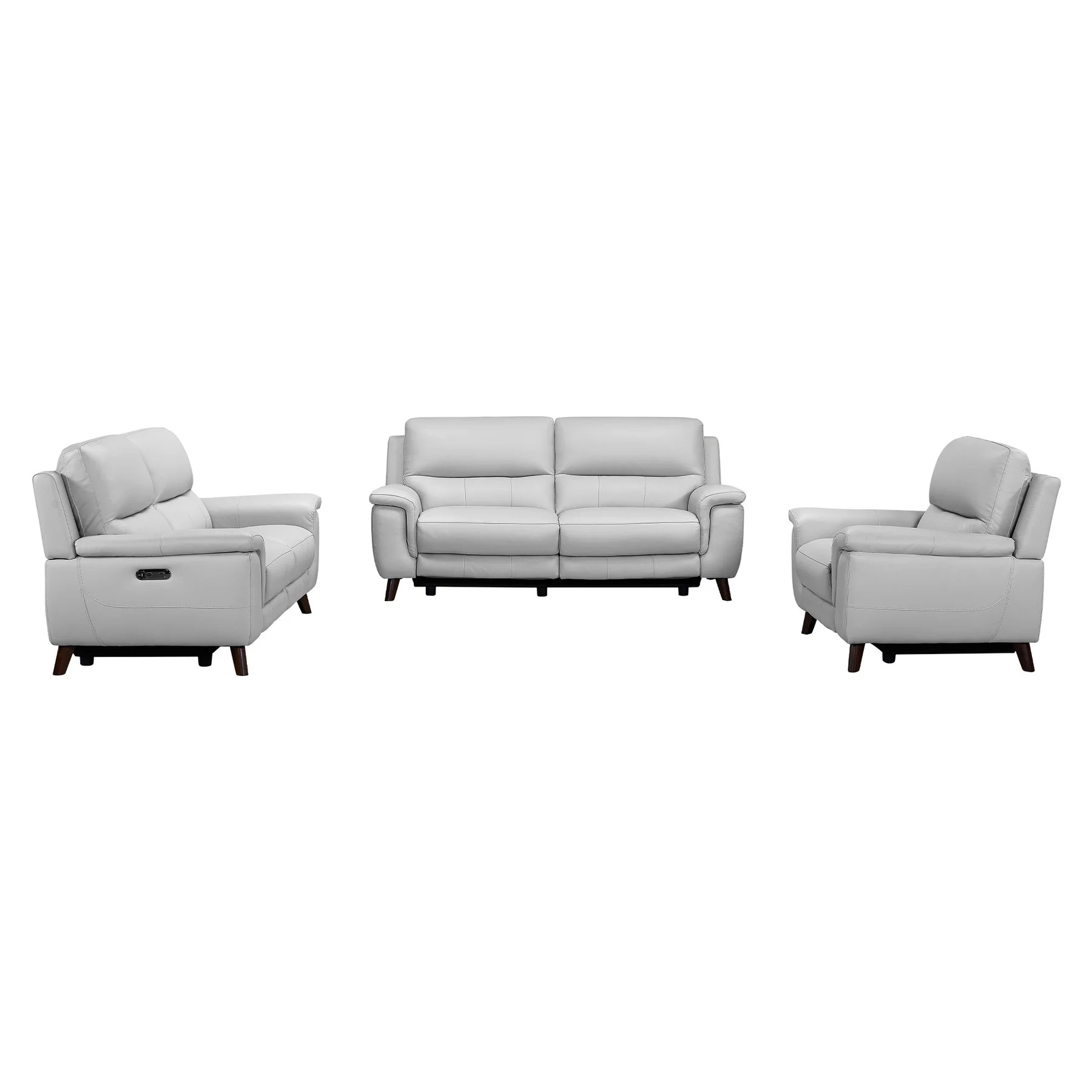 Lizette Contemporary Chair in Dark Brown Wood Finish and Dove Gray Genuine Leather - Image 9