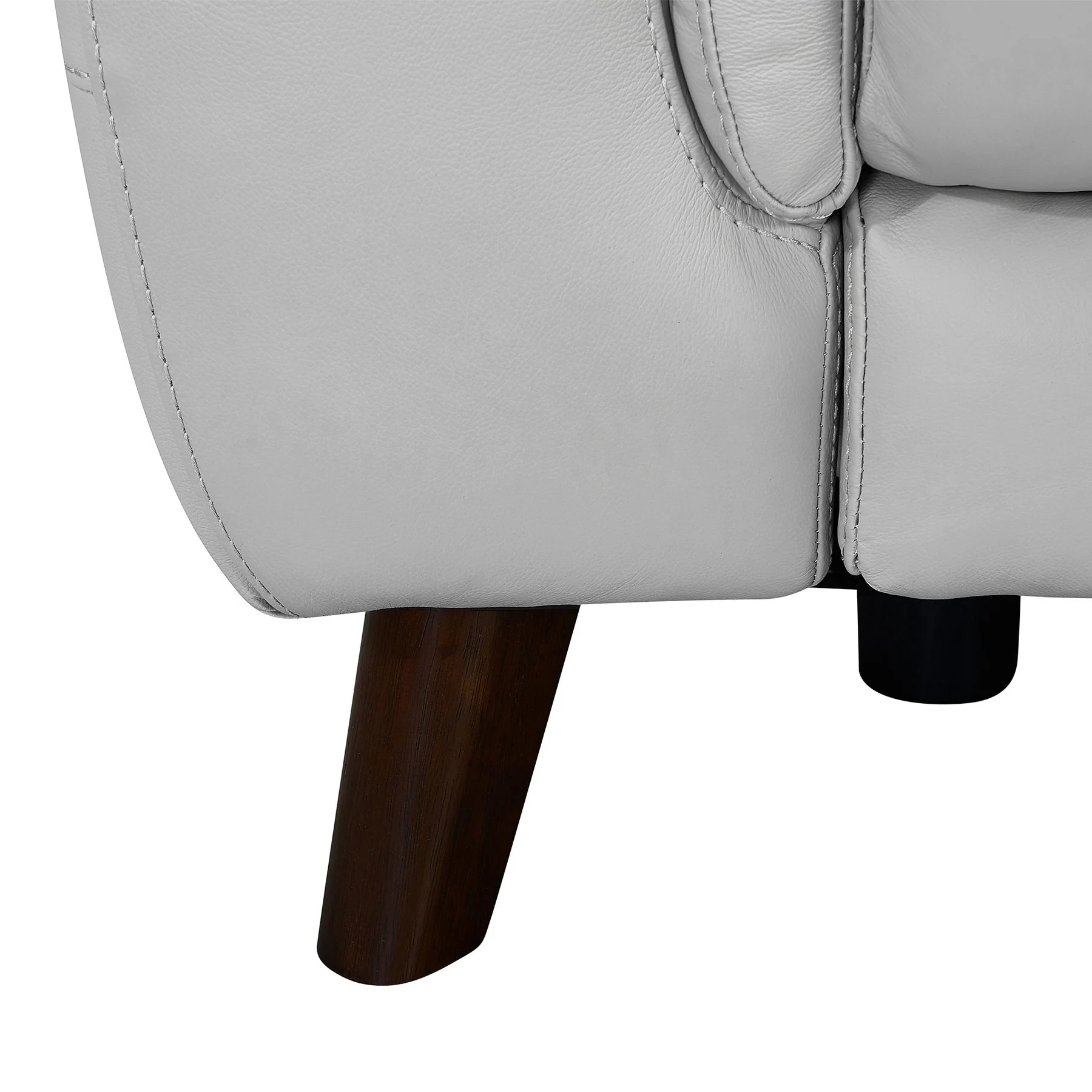 Lizette Contemporary Loveseat in Dark Brown Wood Finish and Dove Gray Genuine Leather - Image 6