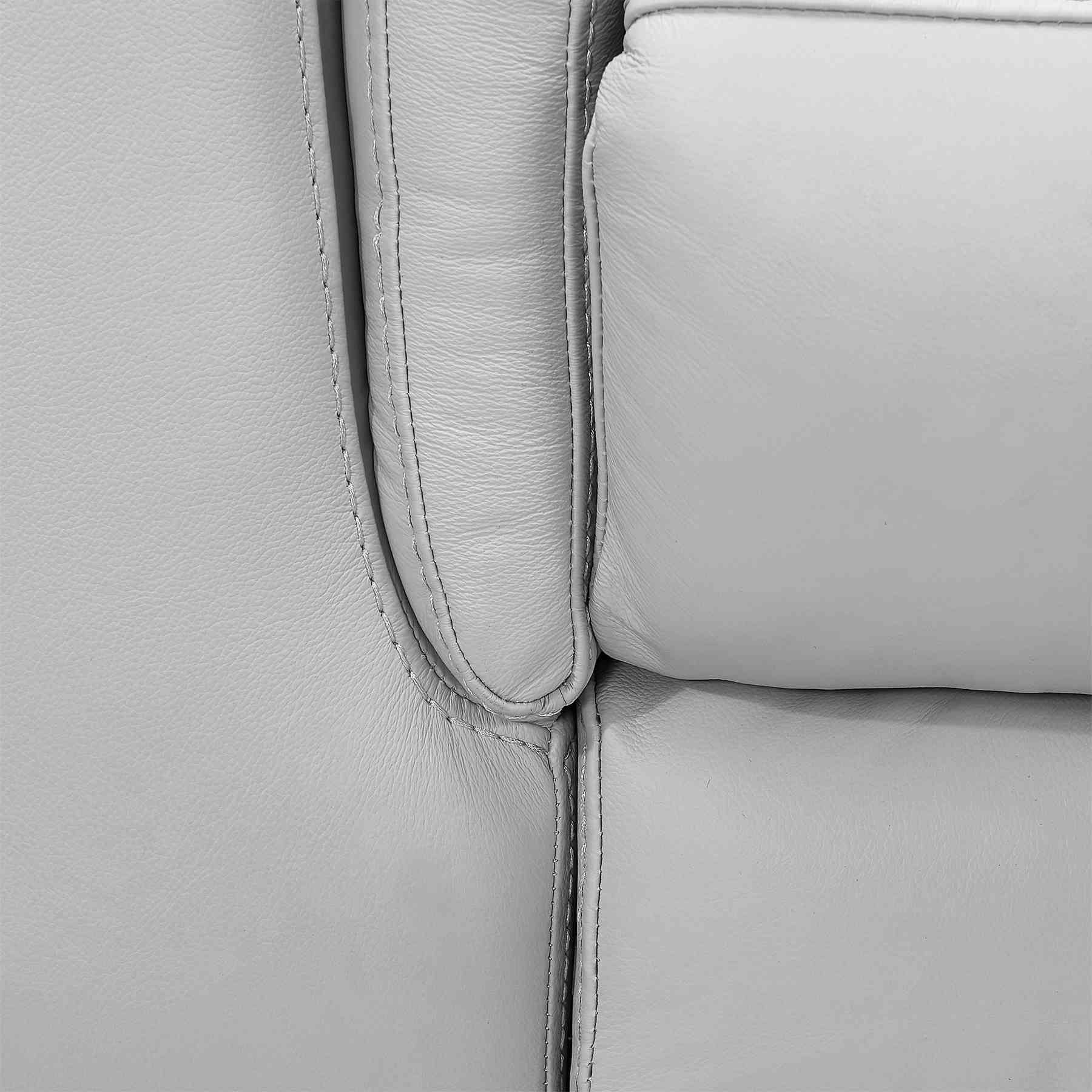 Lizette Contemporary Loveseat in Dark Brown Wood Finish and Dove Gray Genuine Leather - Image 7