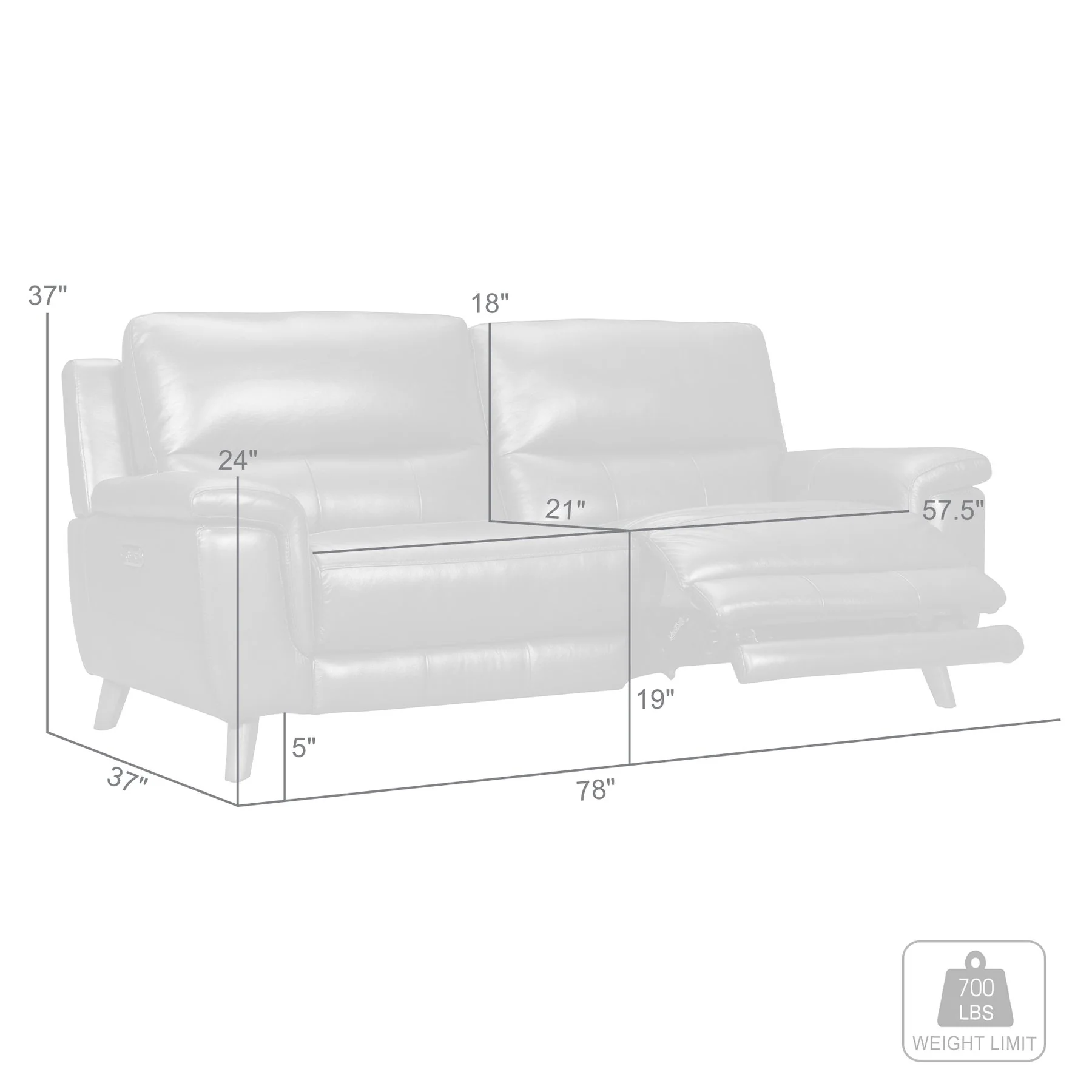 Lizette Contemporary Sofa in Dark Brown Wood Finish and Dove Gray Genuine Leather - Image 10