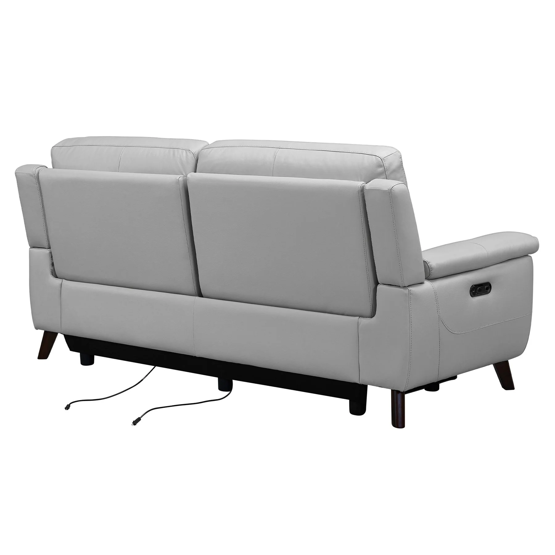 Lizette Contemporary Sofa in Dark Brown Wood Finish and Dove Gray Genuine Leather - Image 4