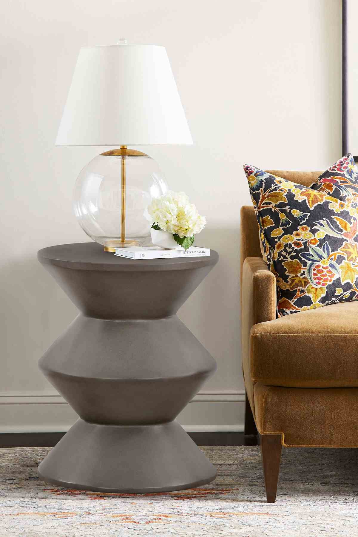 Lizzie Concrete Indoor Outdoor Accent Stool End Table - Image 6