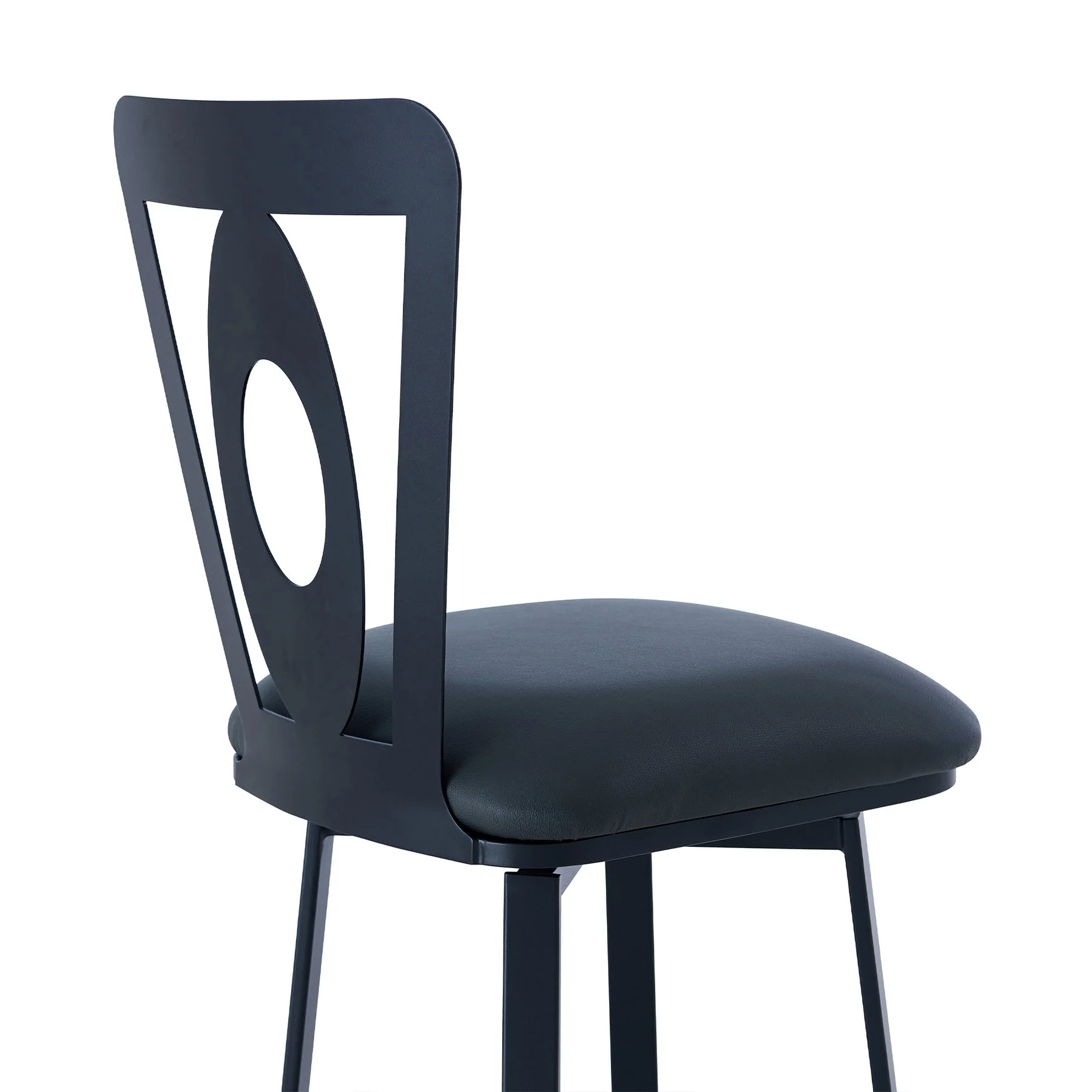 Lola Contemporary 26" Counter Height Barstool in Matte Black Finish and Gray Faux Leather - Image 5