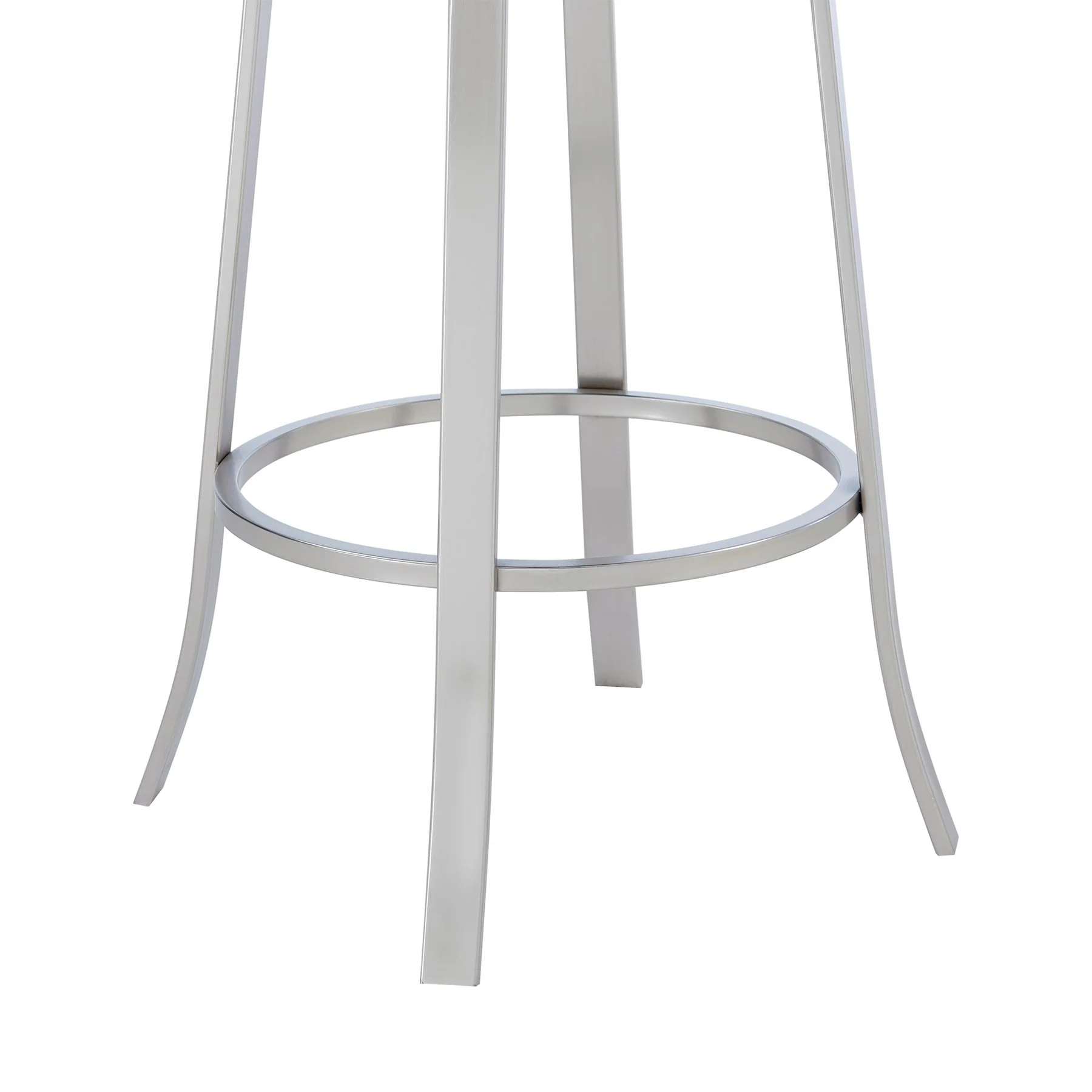 Lola Contemporary 30" Bar Height Barstool in Brushed Stainless Steel Finish and Gray Faux Leather - Image 6
