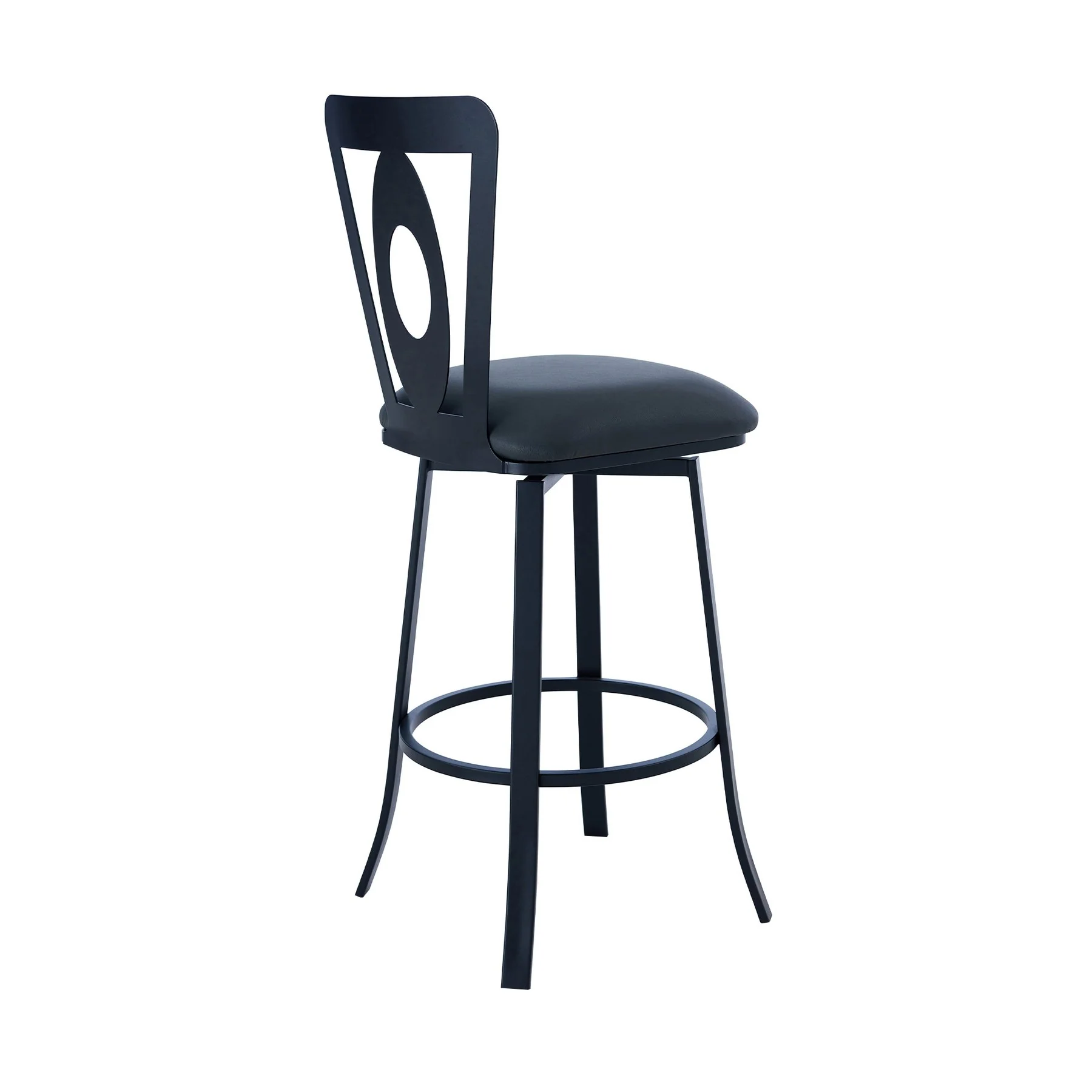 Lola Contemporary 30" Bar Height Barstool in Matte Black Finish and Gray Faux Leather - Image 3