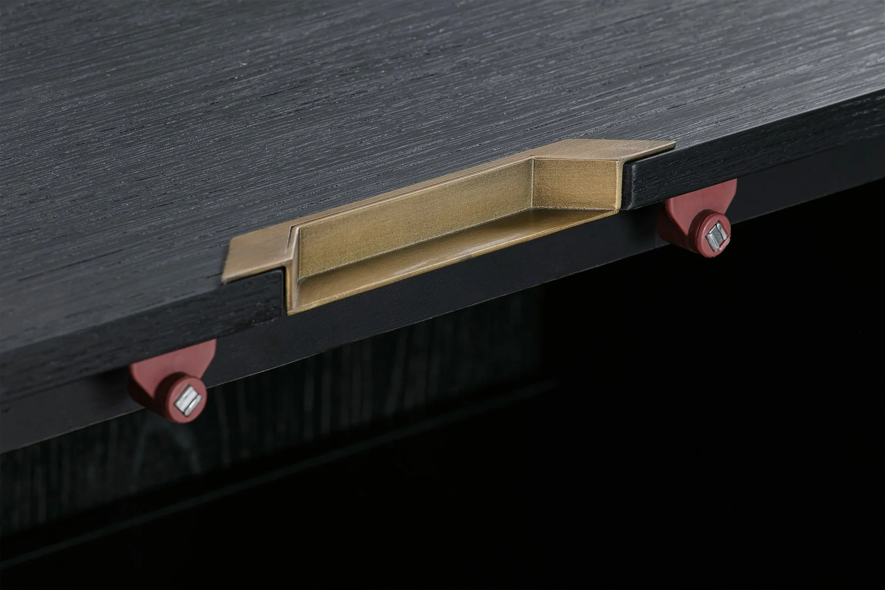 Lombard 4 Door Sideboard Buffet in Black Brushed Wood - Image 4