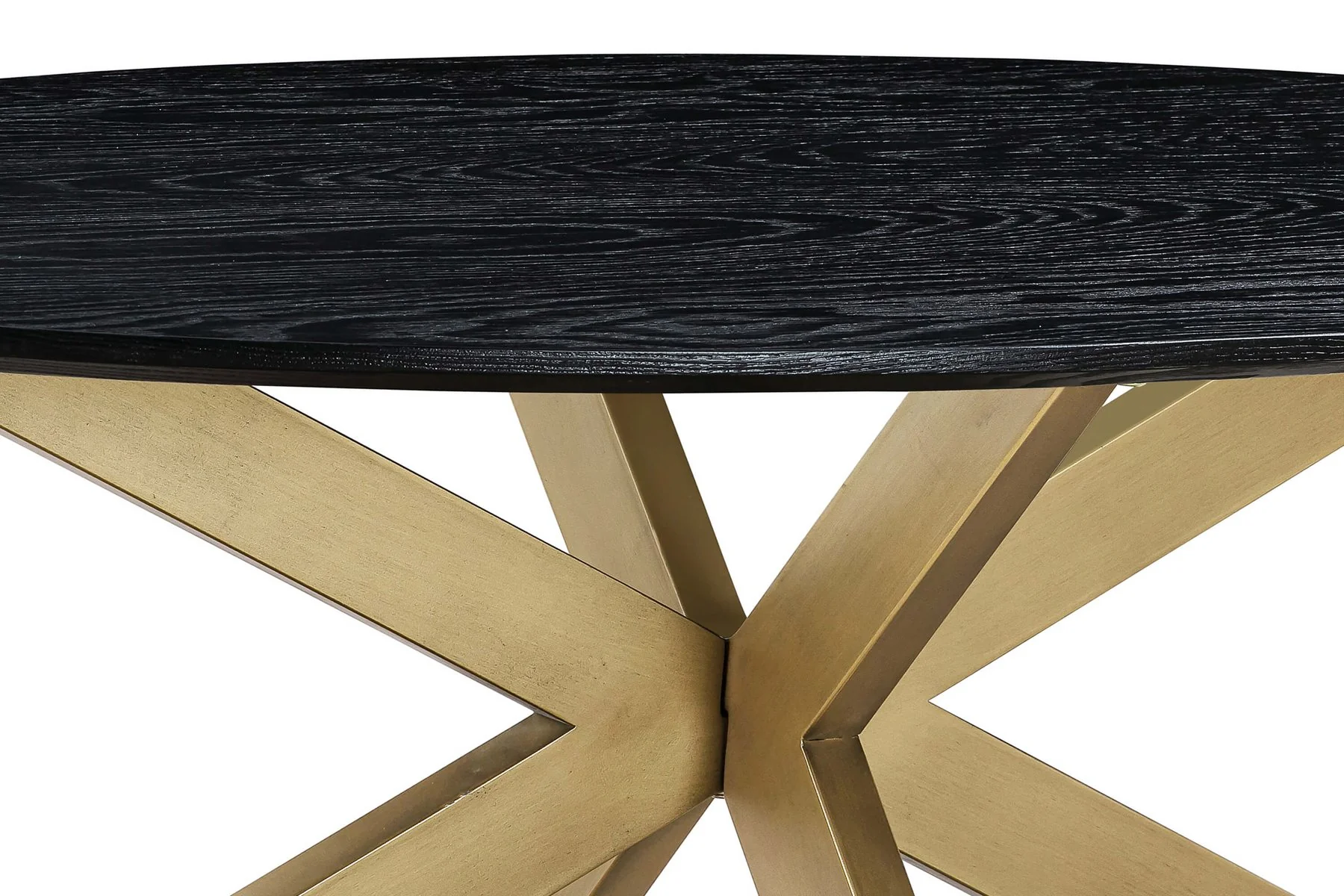Lombard Oval Coffee Table in Black Brushed Oak Wood - Image 4