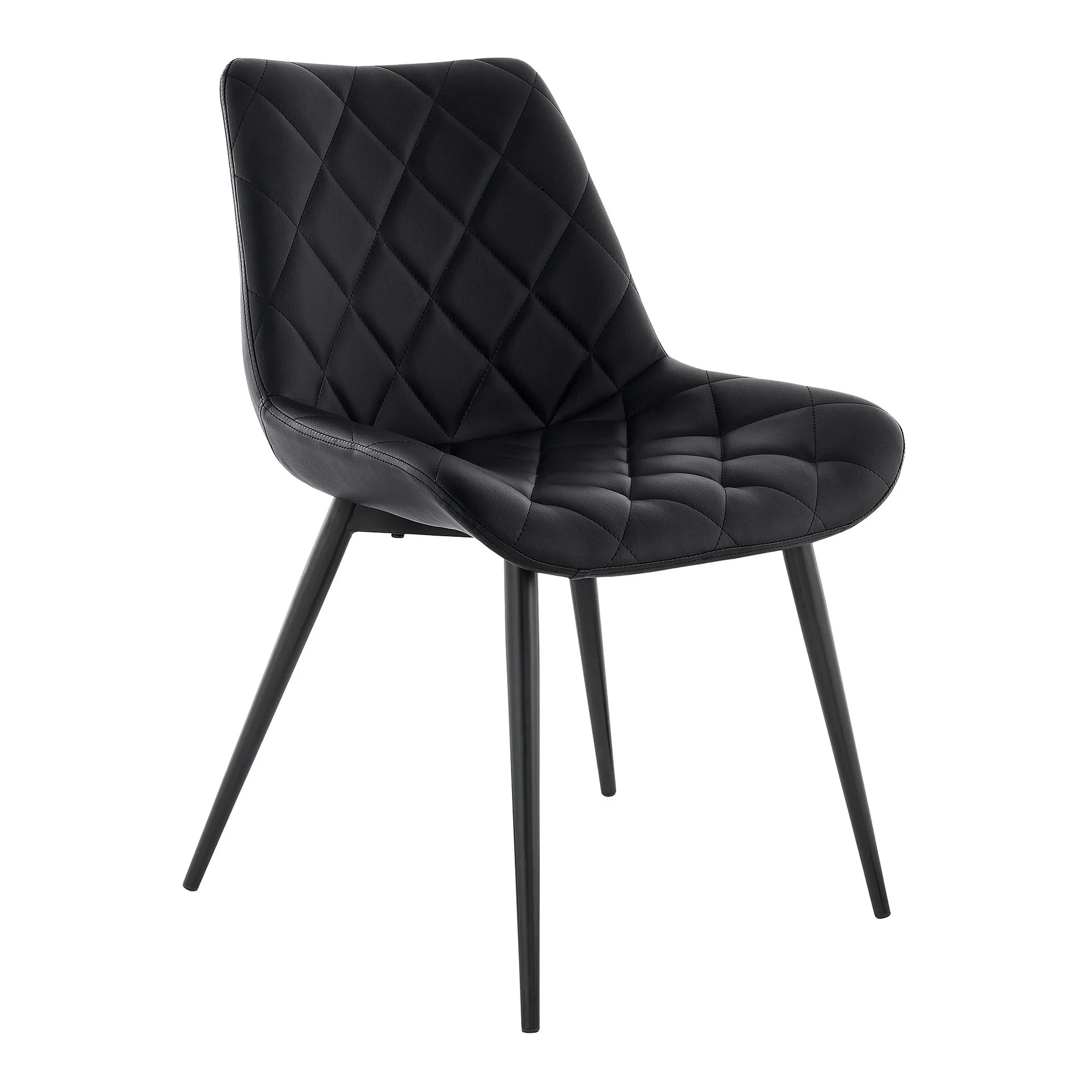Loralie Black Faux Leather and Black Metal Dining Chairs - Set of 2 - Image 2