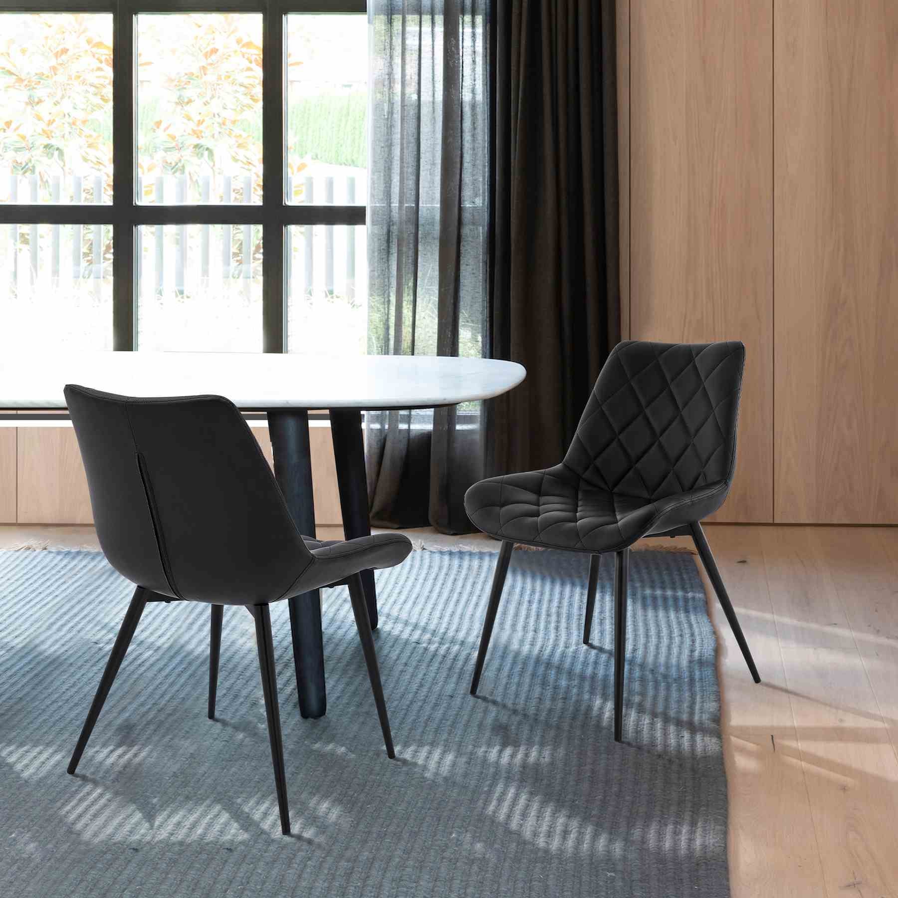 Loralie Black Faux Leather and Black Metal Dining Chairs - Set of 2 - Image 8