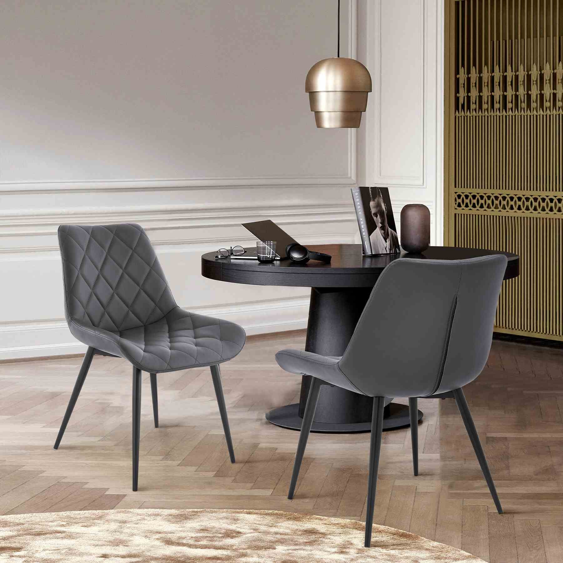 Loralie Gray Faux Leather and Black Metal Dining Chairs - Set of 2 - Image 8