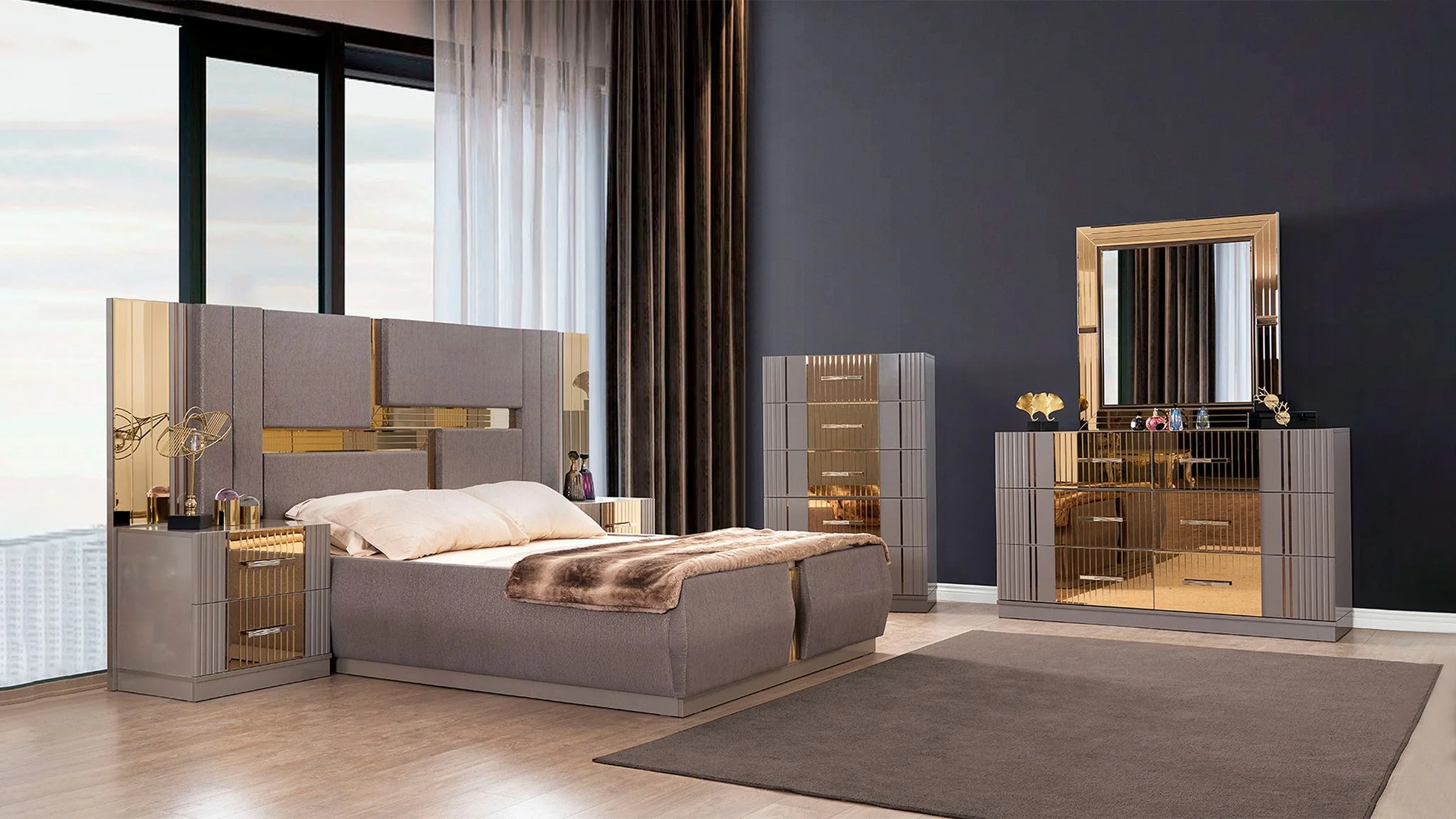 Lorenzo King 5 Pc Bedroom Set River Sand - Image 19
