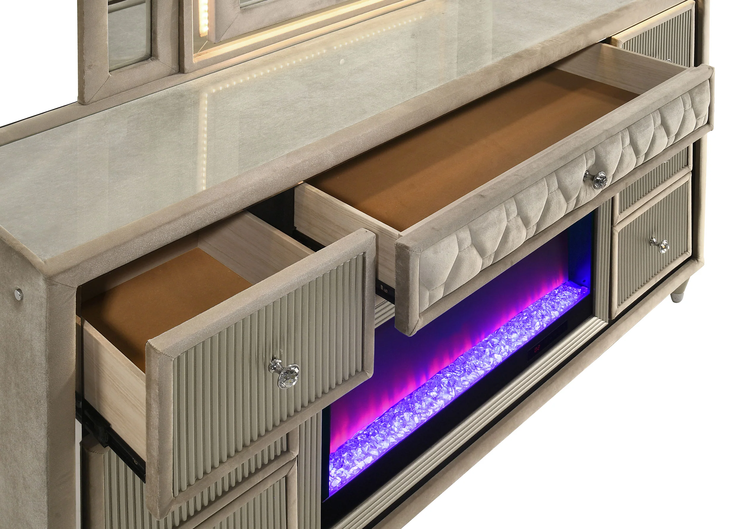 Lorient LED Dresser with LED Mirror and Flame Visualizer - Image 11