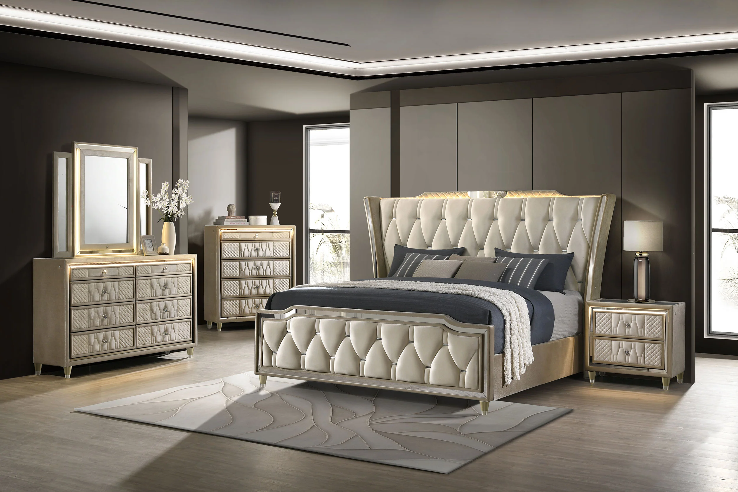Lorient Wingback Bed with LED Lighting - Image 25