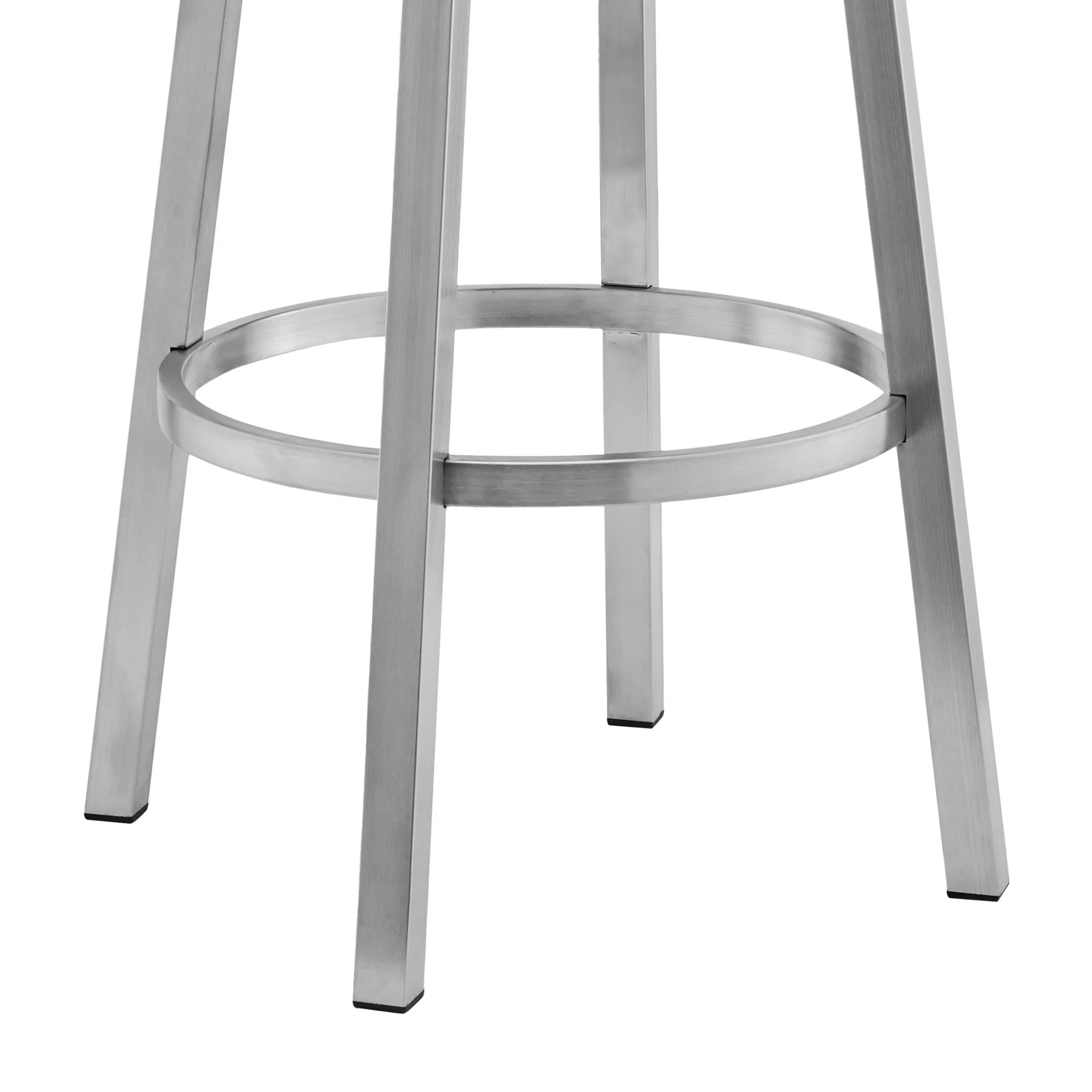Lorin 26" Black Faux Leather and Brushed Stainless Steel Swivel Bar Stool - Image 6