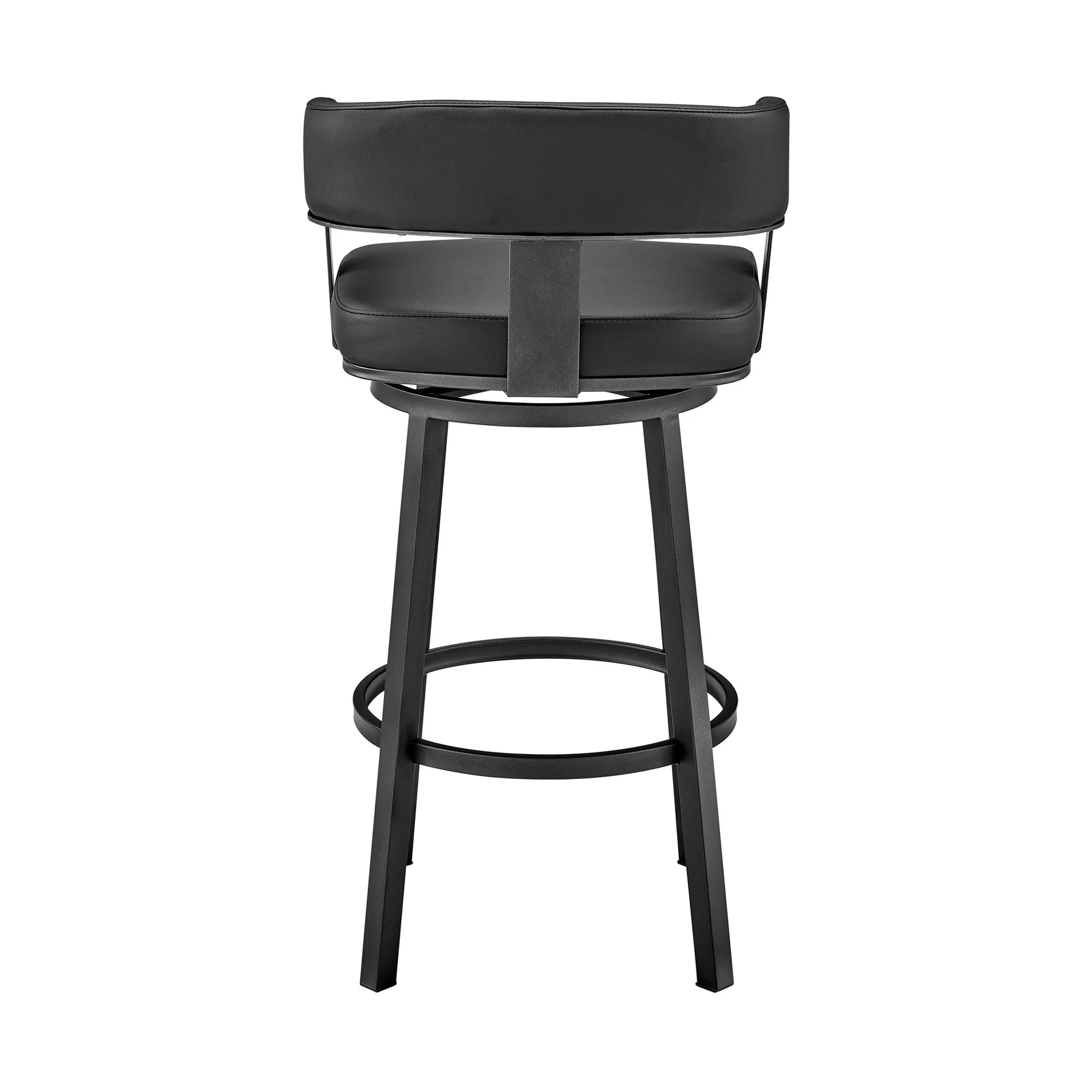 Lorin 26" Counter Height Swivel Bar Stool in Black Finish and Black Faux Leather - Image 5