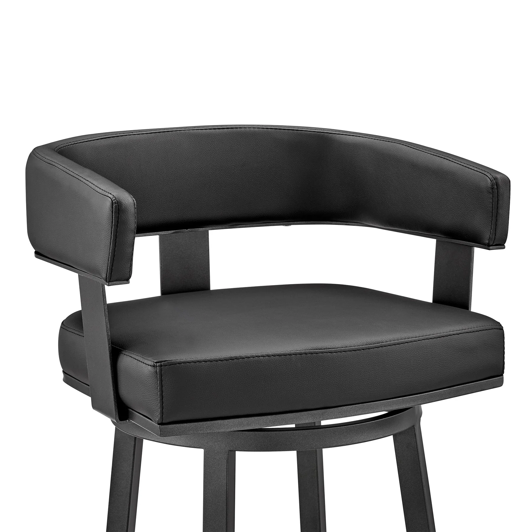 Lorin 26" Counter Height Swivel Bar Stool in Black Finish and Black Faux Leather - Image 6