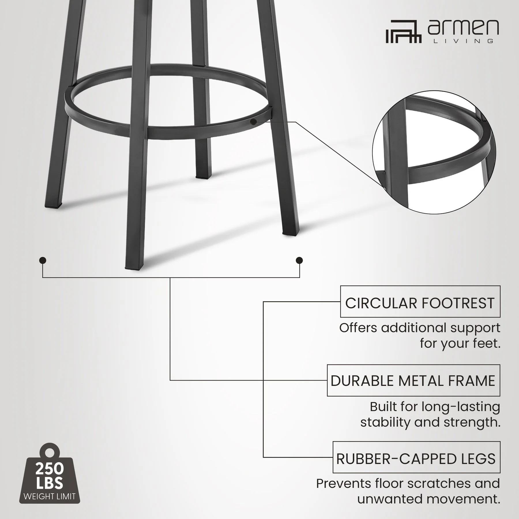Lorin 26" Counter Height Swivel Bar Stool in Java Finish and Chocolate Faux Leather - Image 12
