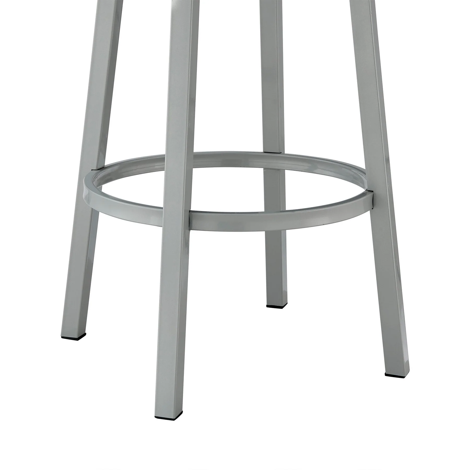 Lorin 26" Counter Height Swivel Bar Stool in Silver Finish with White Faux Leather - Image 8