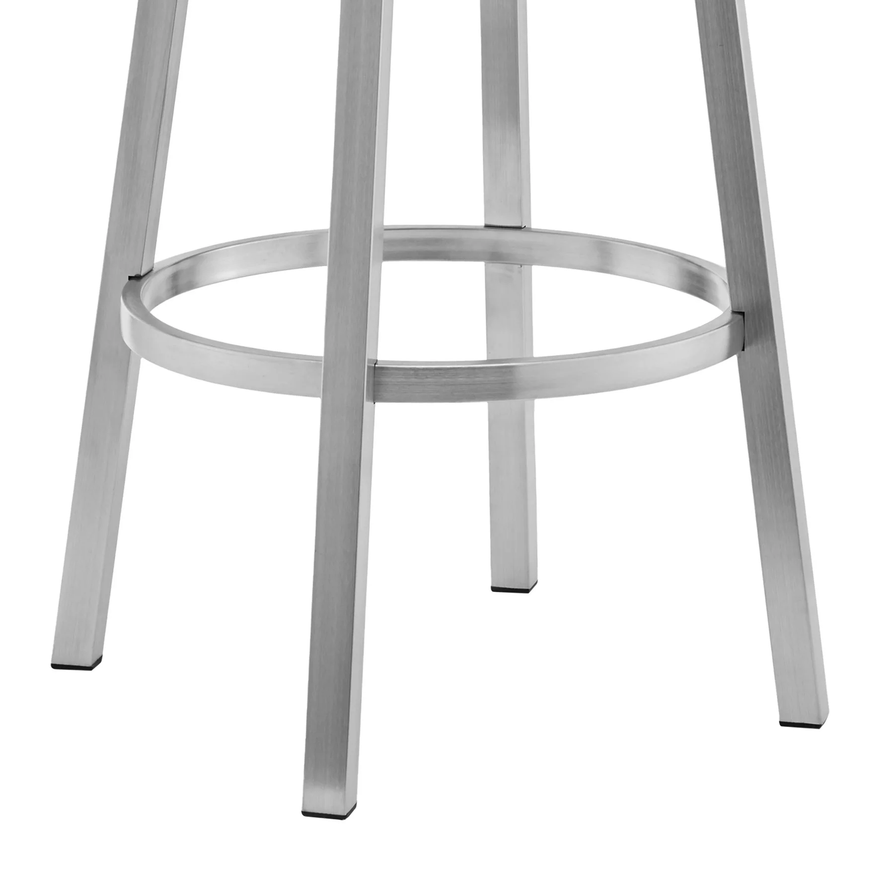 Lorin 26" White Faux Leather and Brushed Stainless Steel Swivel Bar Stool - Image 6
