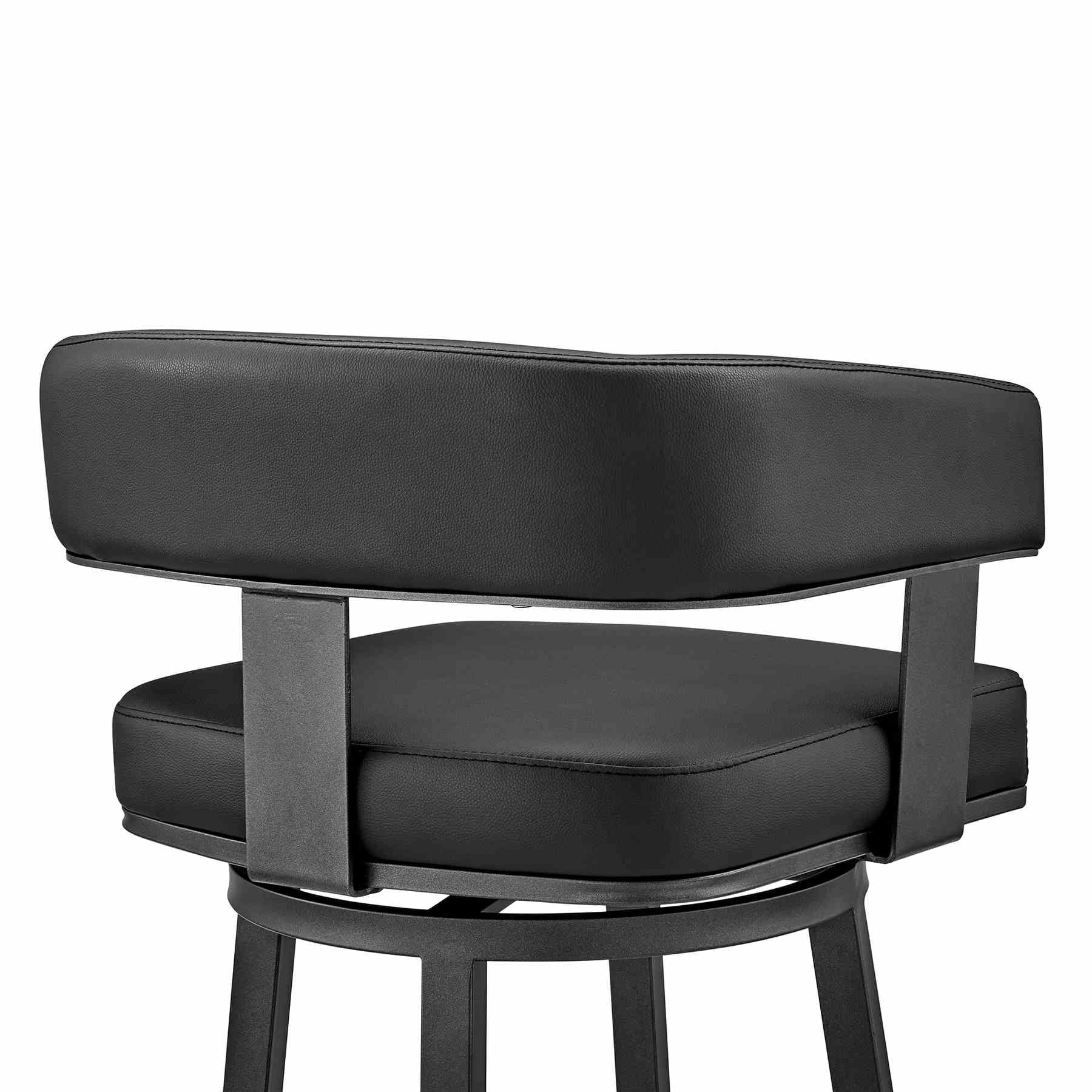 Lorin 30" Bar Height Swivel Bar Stool in Black Finish and Black Faux Leather - Image 7