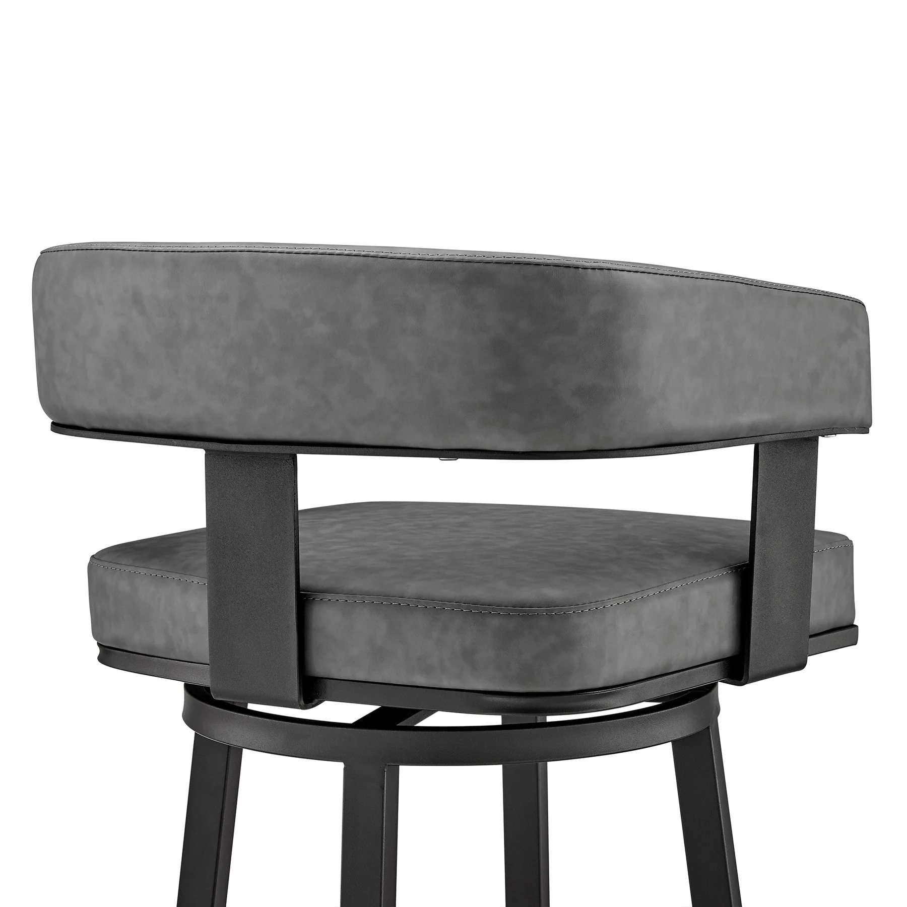 Lorin 30" Bar Height Swivel Bar Stool in Black Finish and Gray Faux Leather - Image 7