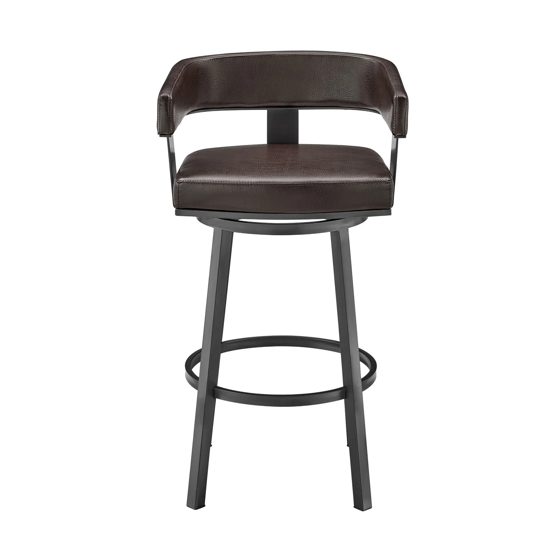Lorin 30" Bar Height Swivel Bar Stool in Java Finish and Chocolate Faux Leather - Image 2