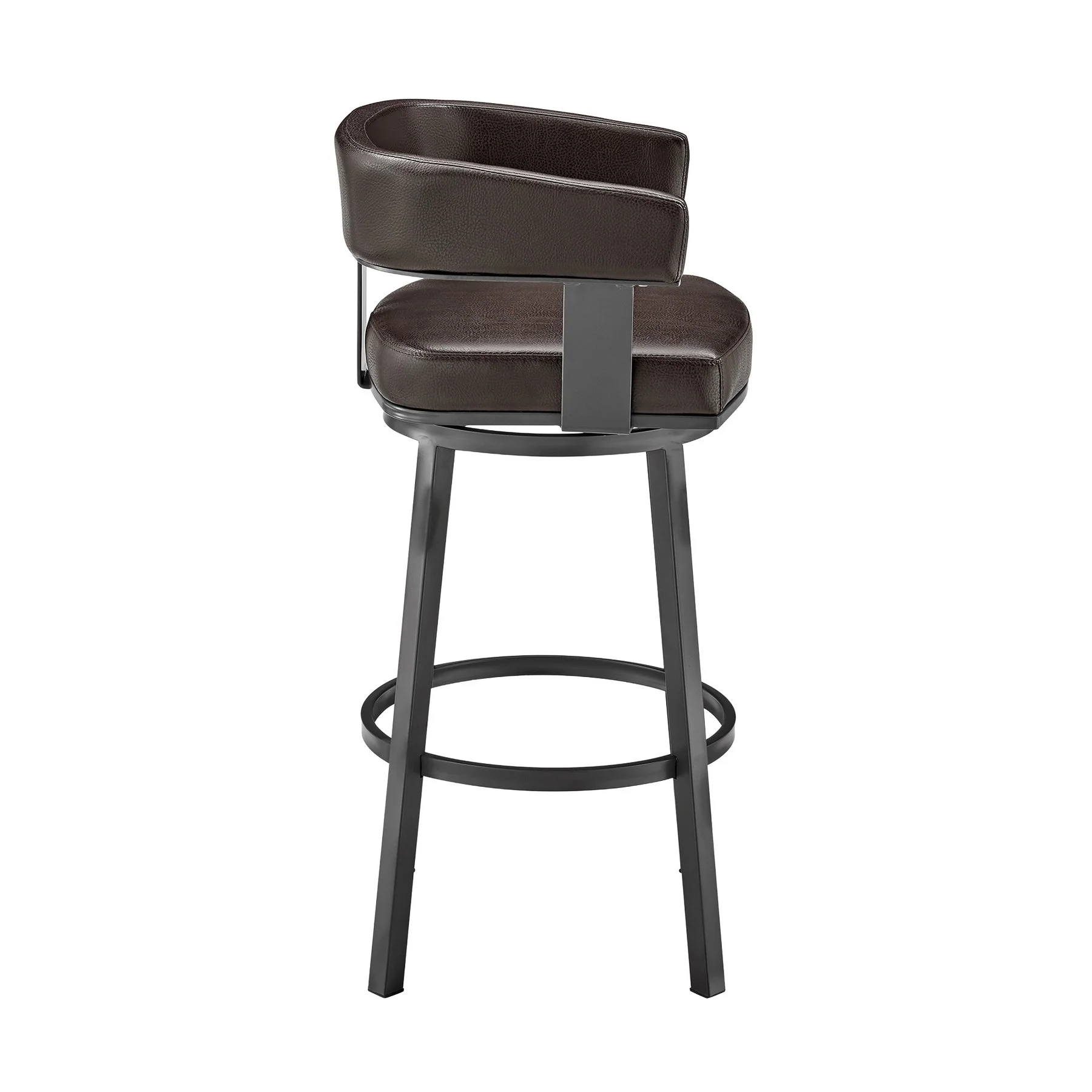 Lorin 30" Bar Height Swivel Bar Stool in Java Finish and Chocolate Faux Leather - Image 3
