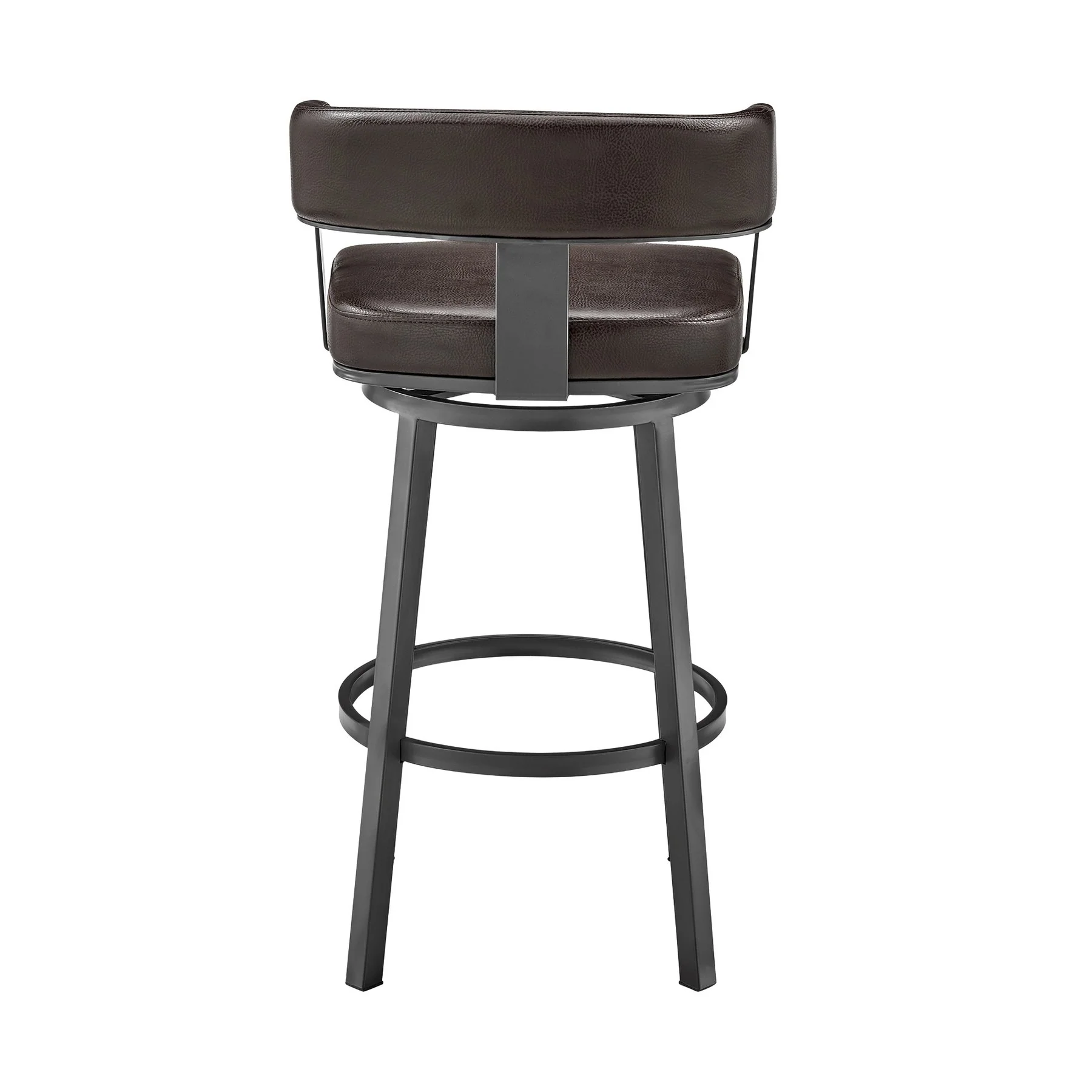 Lorin 30" Bar Height Swivel Bar Stool in Java Finish and Chocolate Faux Leather - Image 5
