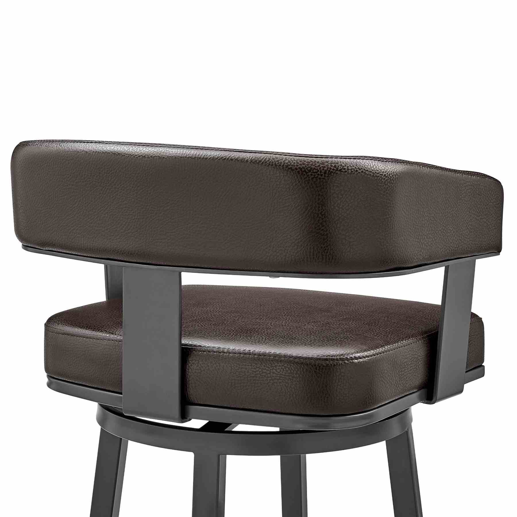 Lorin 30" Bar Height Swivel Bar Stool in Java Finish and Chocolate Faux Leather - Image 7