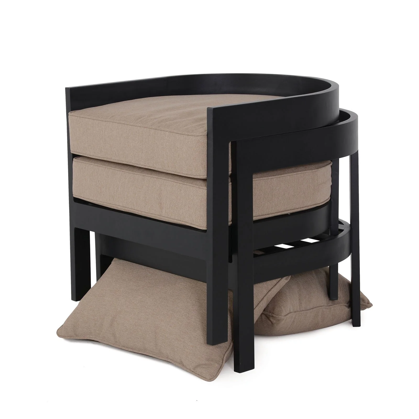 Lotus 3 Pc. Patio Set, Black/Light Brown - Image 2