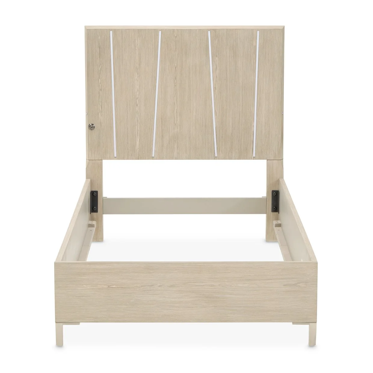 Lotus Bay Twin Panel Bed with LED Lights - Sand - Image 2