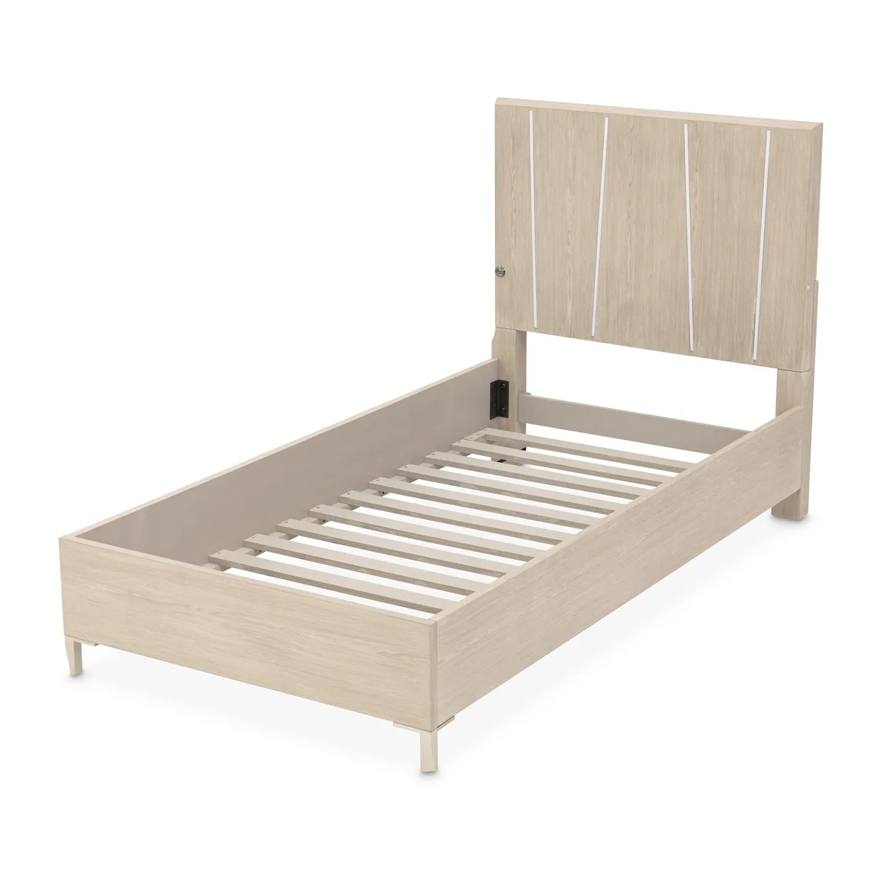 Lotus Bay Twin Panel Bed with LED Lights - Sand - Image 4