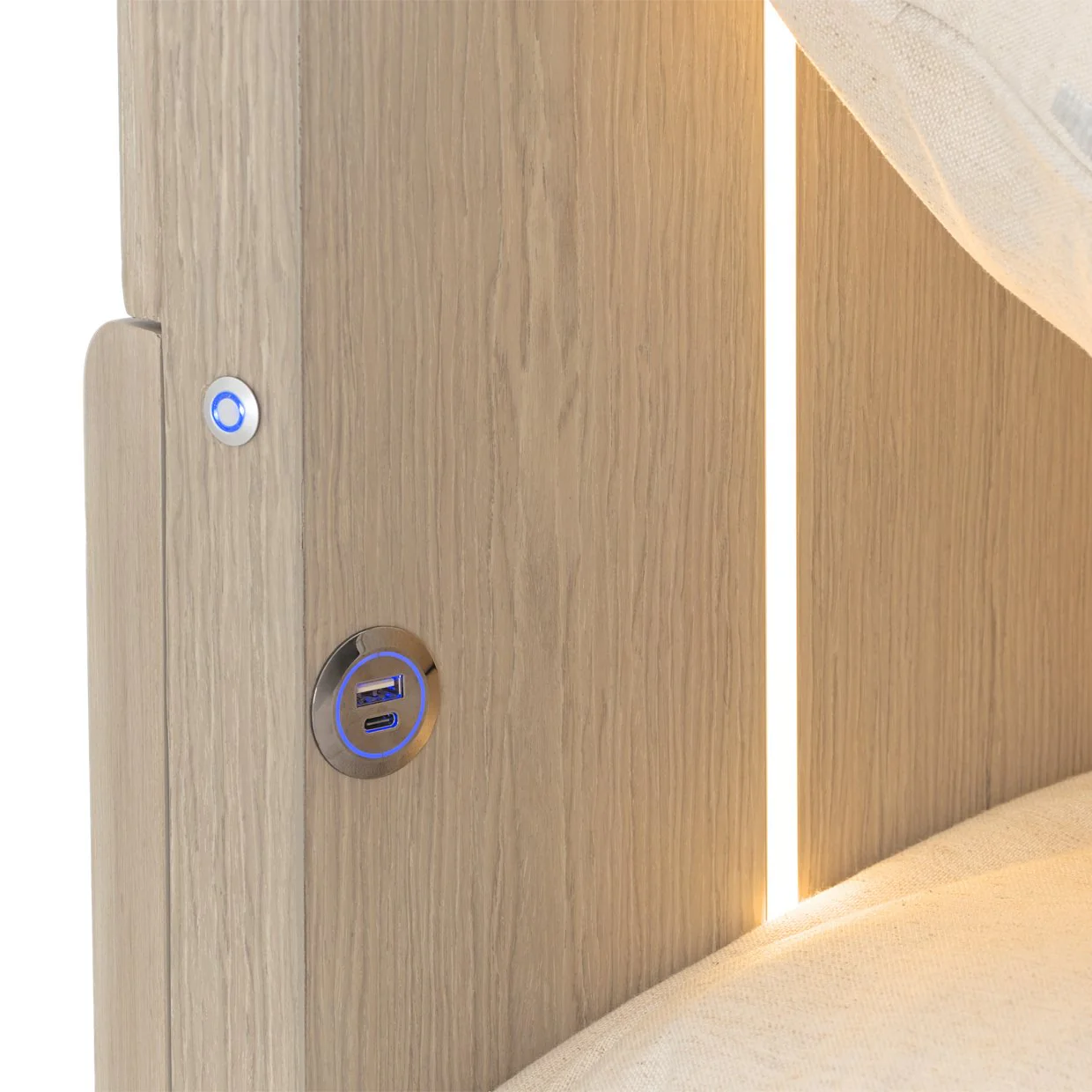Lotus Bay Twin Panel Bed with LED Lights - Sand - Image 6