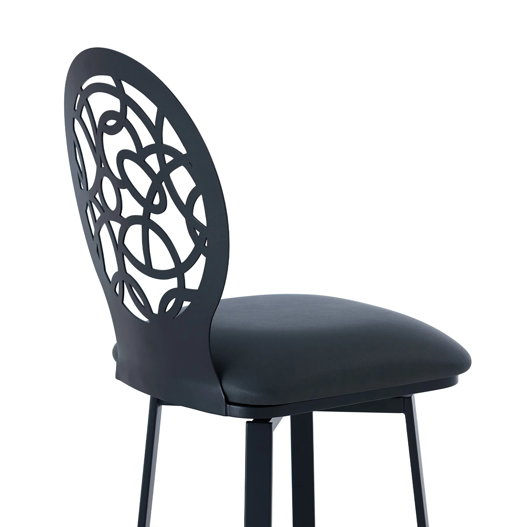 Lotus Contemporary 26" Counter Height Barstool in Matte Black Finish and Gray Faux Leather - Image 5