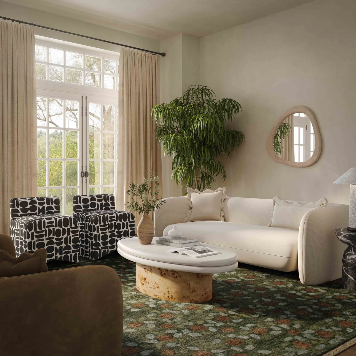 Lou Sandstone Textured Fabric Loveseat - Image 2
