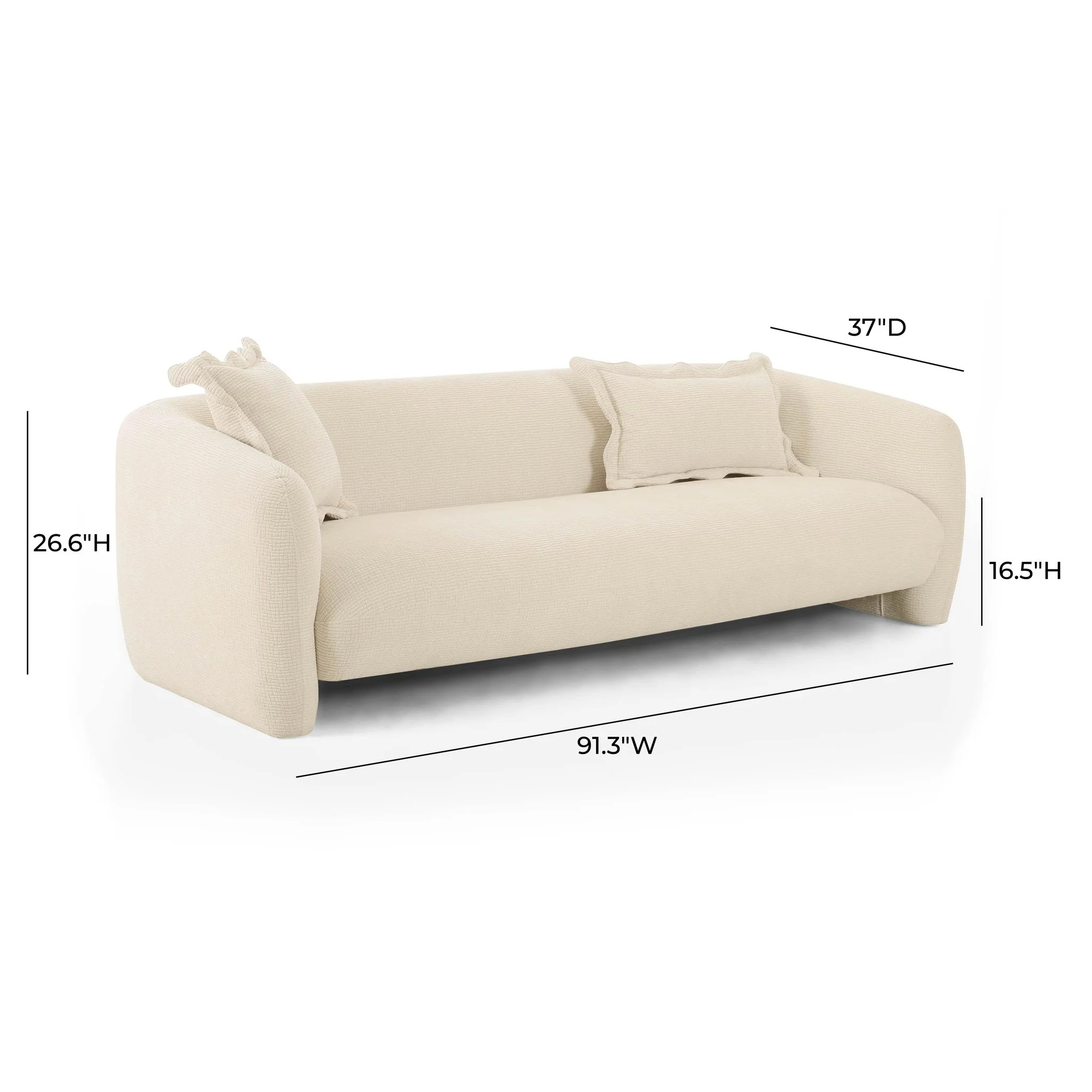 Lou Sandstone Textured Fabric Sofa - Image 6