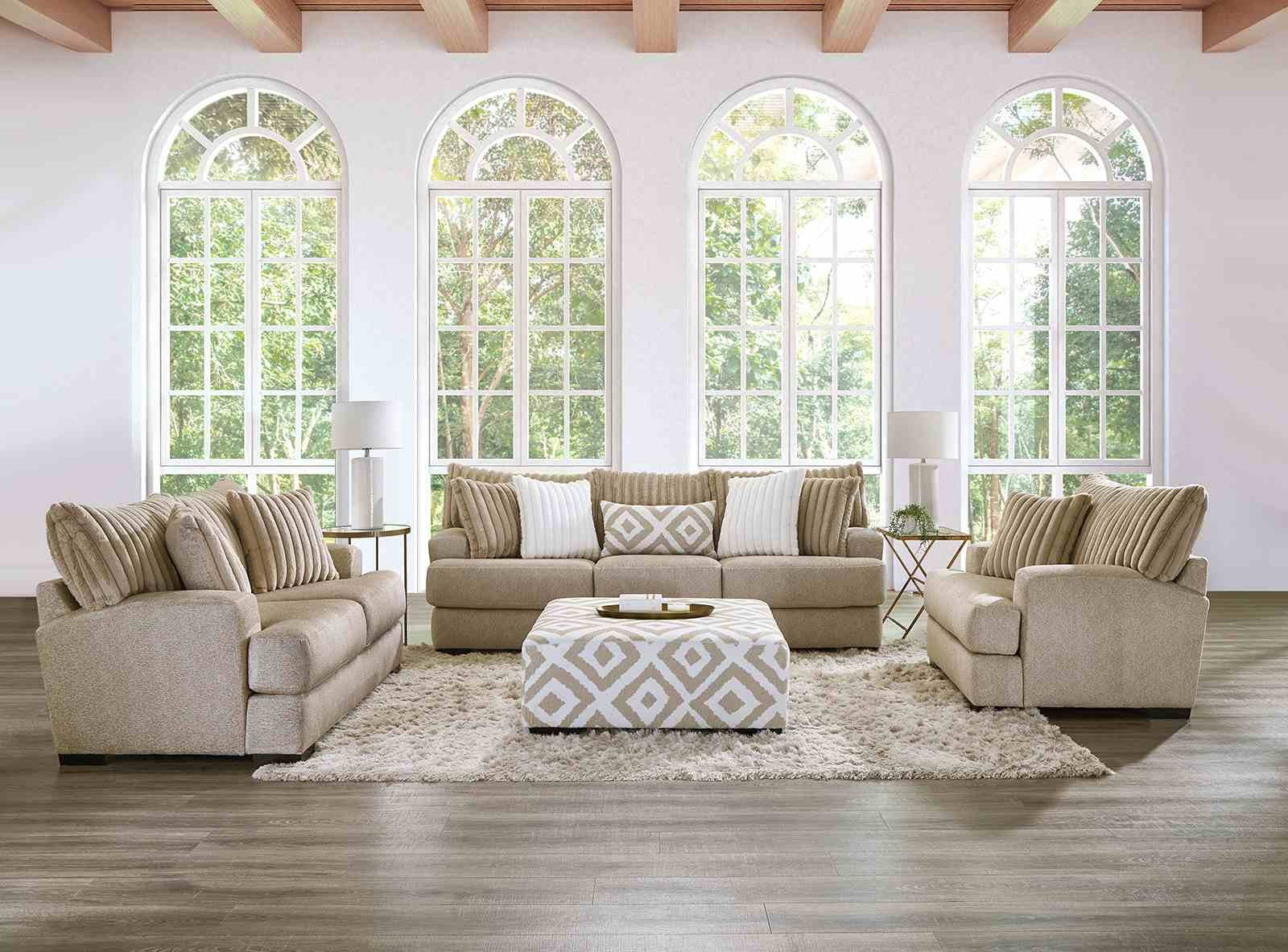 Loughlin Ottoman, Light Brown - Image 2