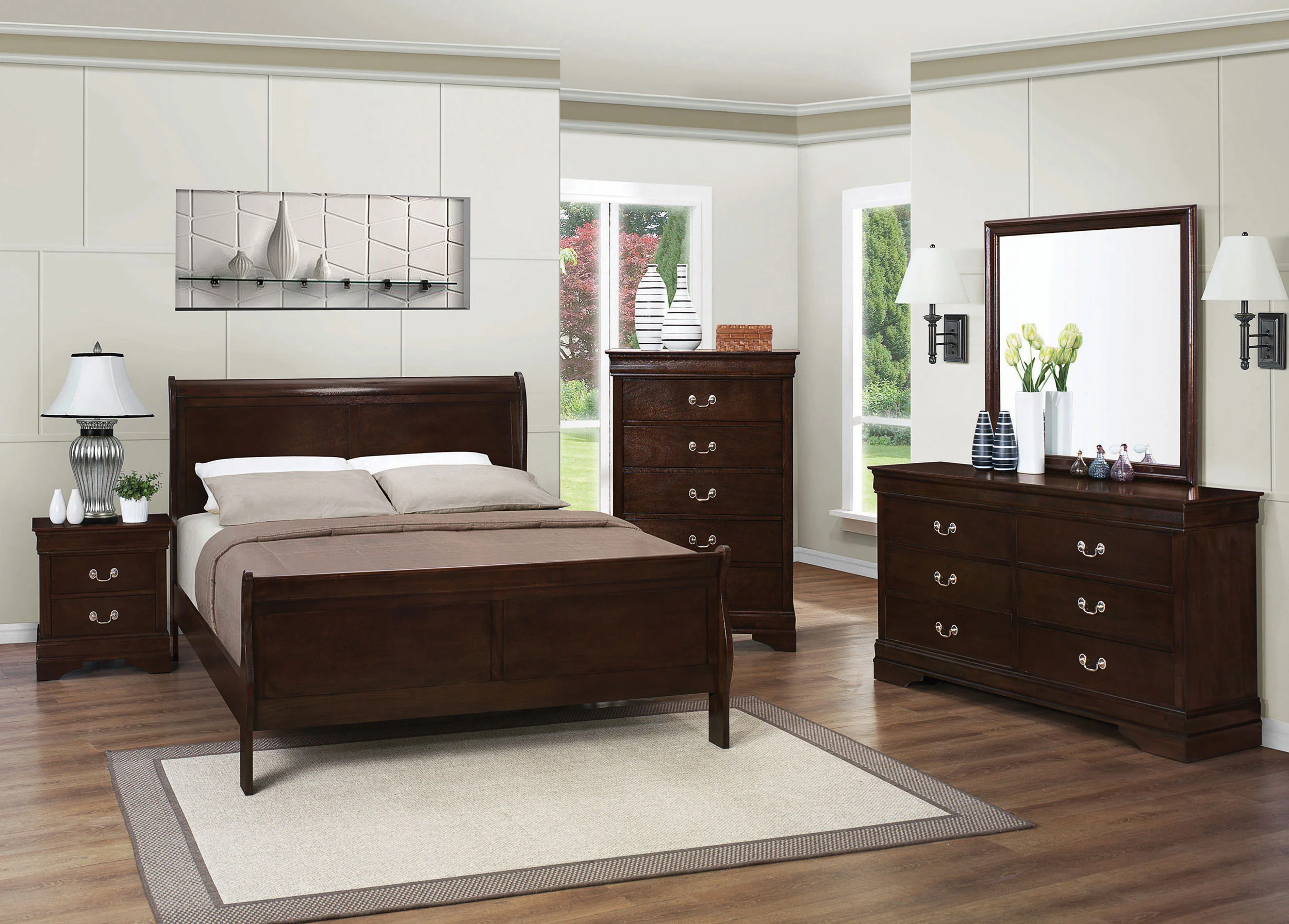 Louis Philippe Sleigh Panel Bed - Image 9