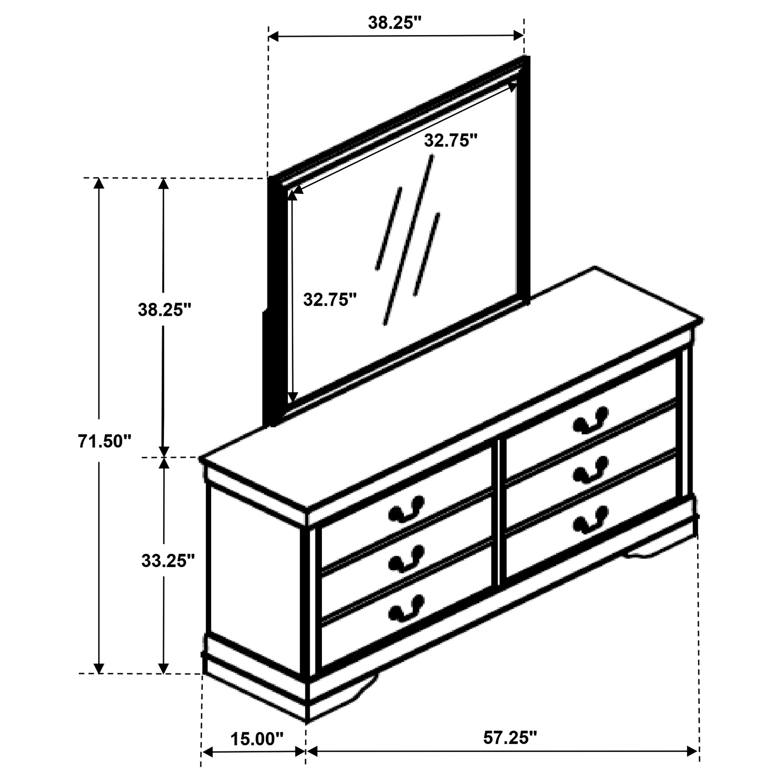 Louis Philippe Dresser with Mirror - Image 25