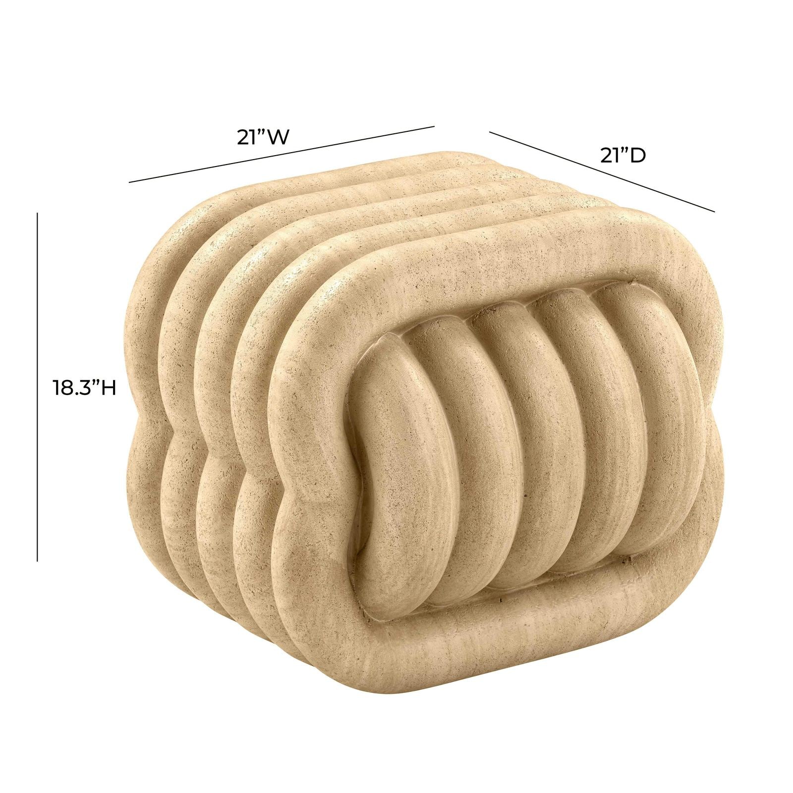 Love Knot Faux Travertine Indoor / Outdoor Accent Stool - Image 7