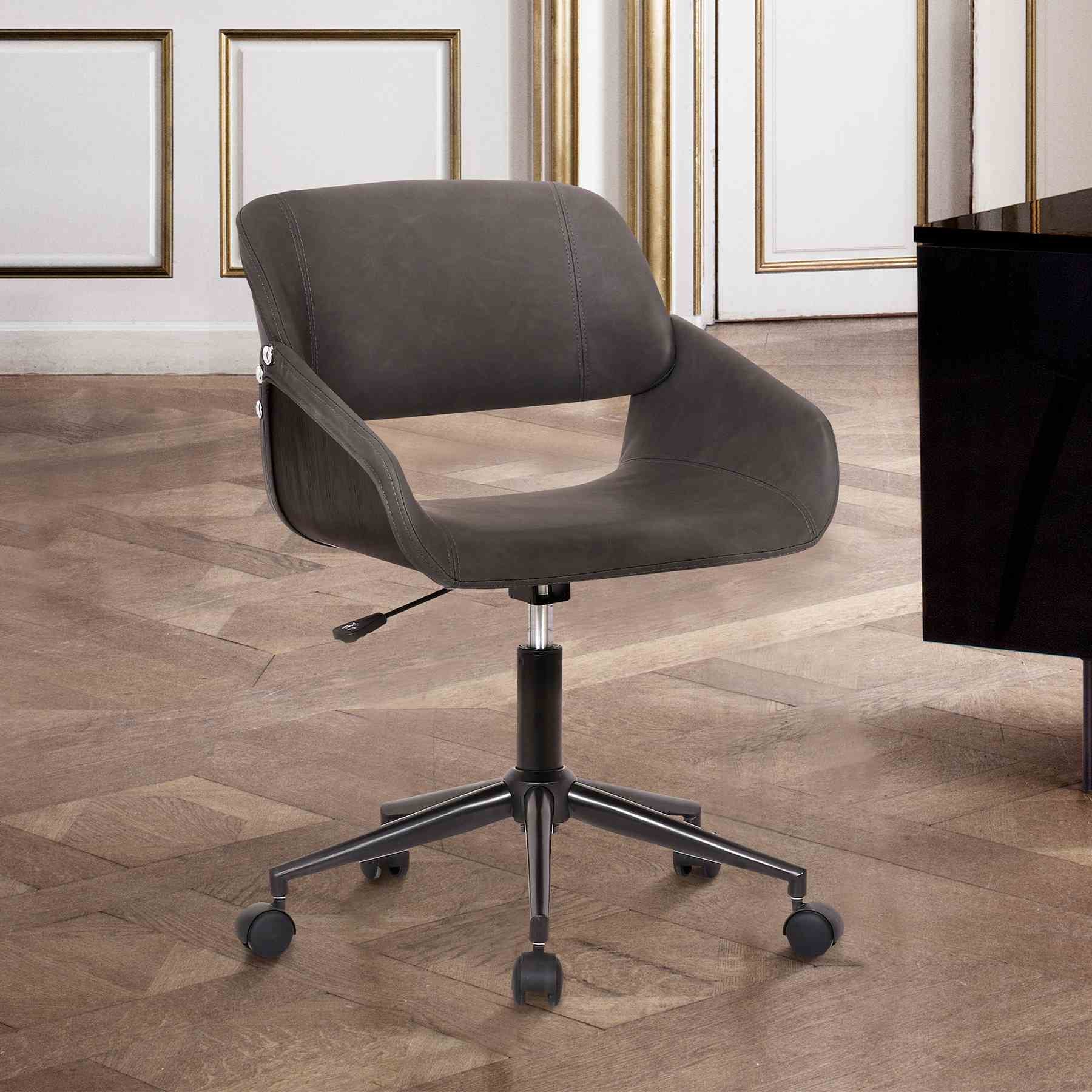 Lowell Mid-Century Gray Faux Leather Task Chair - Image 6