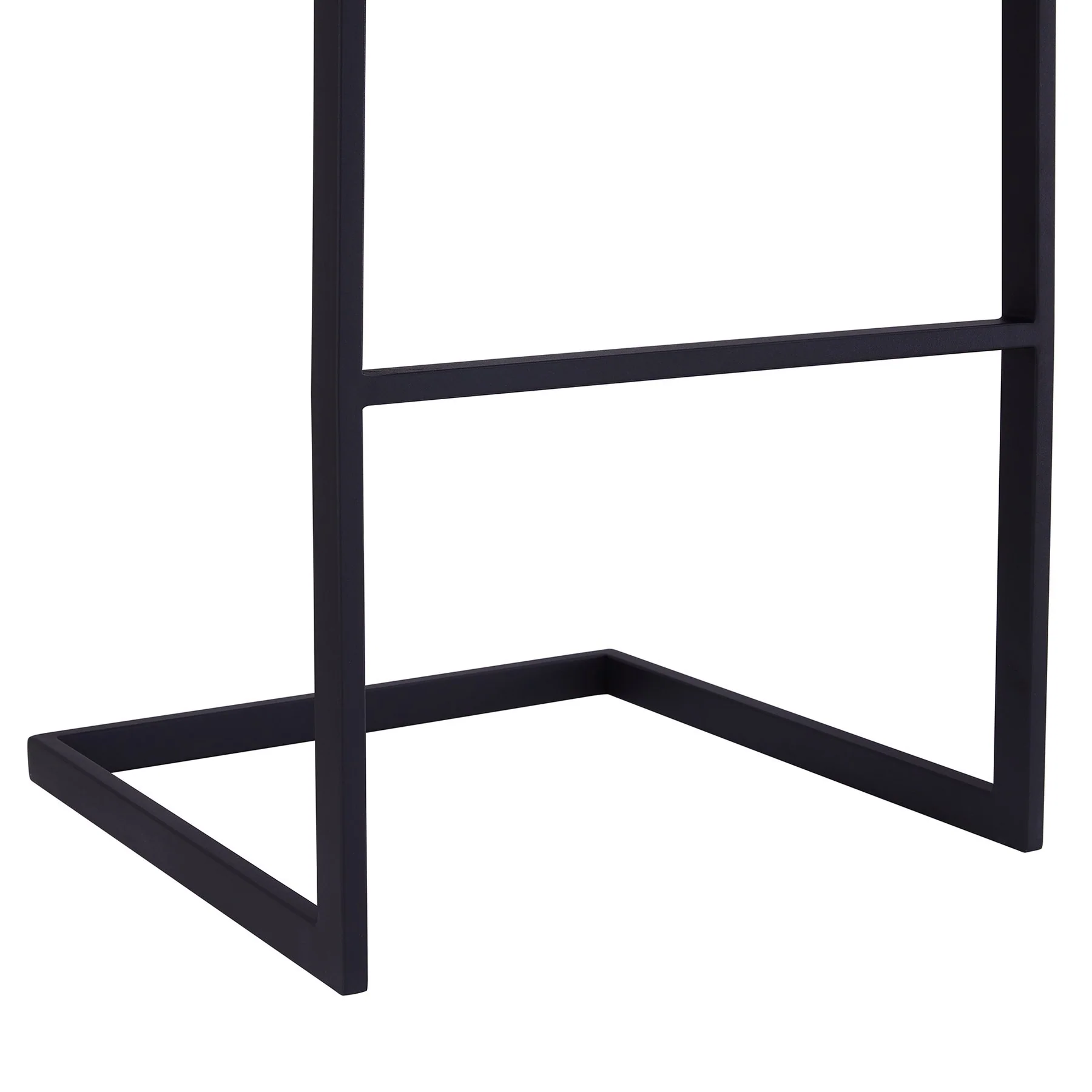 Lucas Contemporary 30" Bar Height Barstool in Black Powder Coated Finish and Gray Faux Leather - Image 4