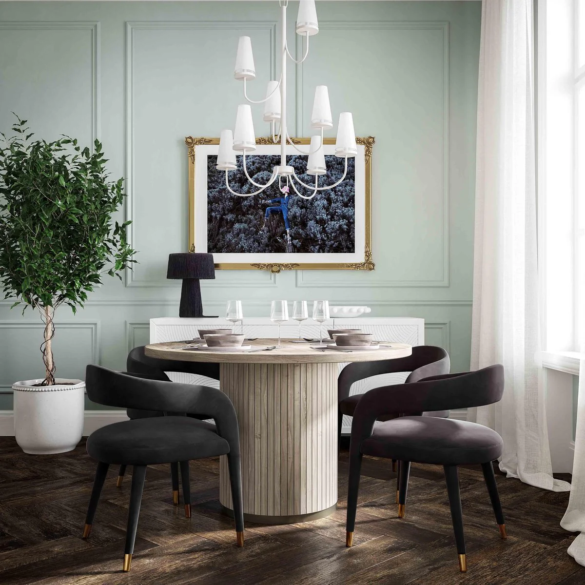 Lucia Black Velvet Dining Chair - Image 2