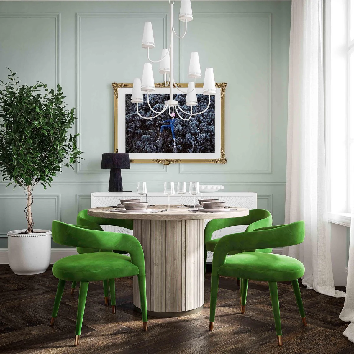 Lucia Green Velvet Dining Chair - Image 7